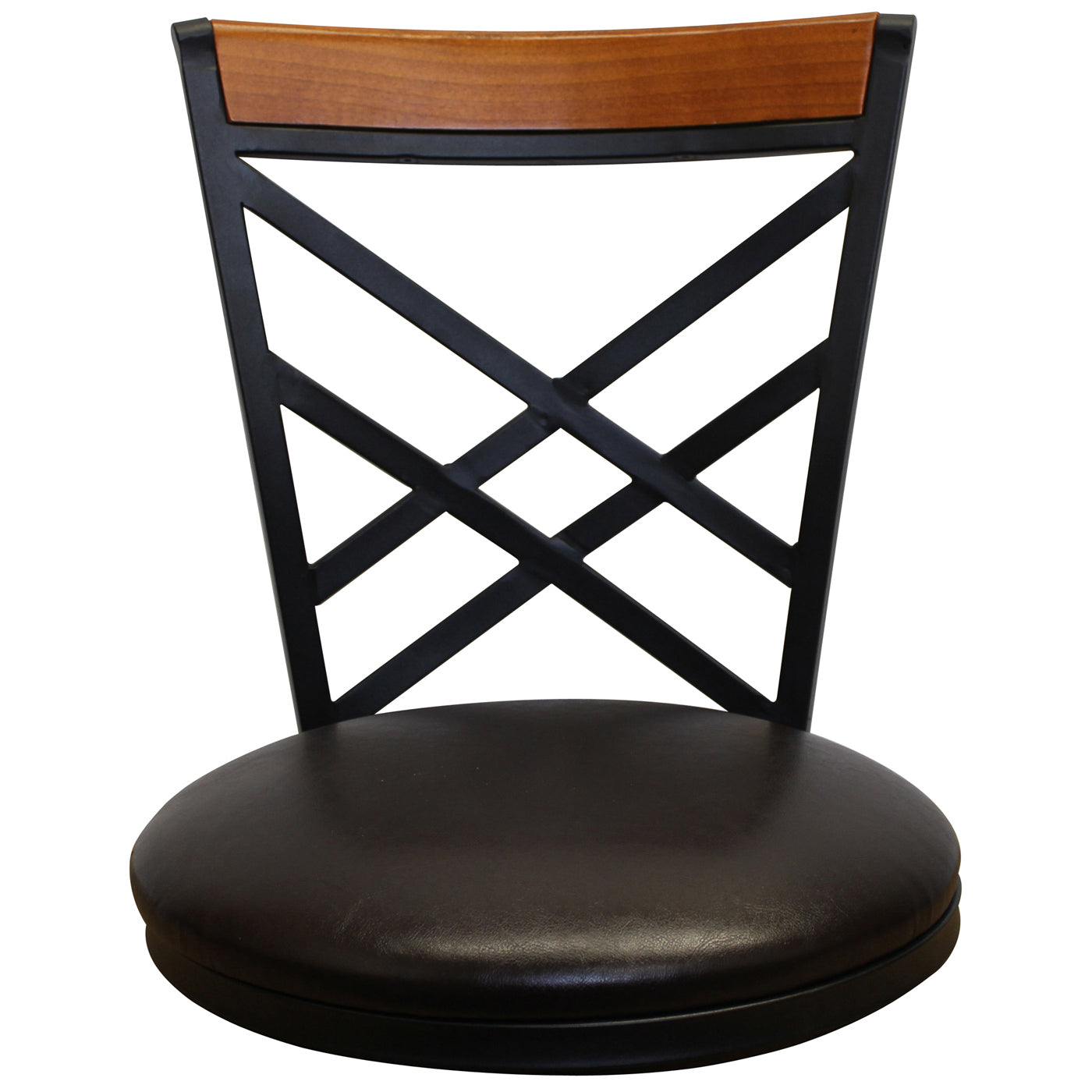 eHemco Swivel Metal Kitchen Counter Barstool with Double X Back Upholstered Faux Leather Seat, Espresso and Black