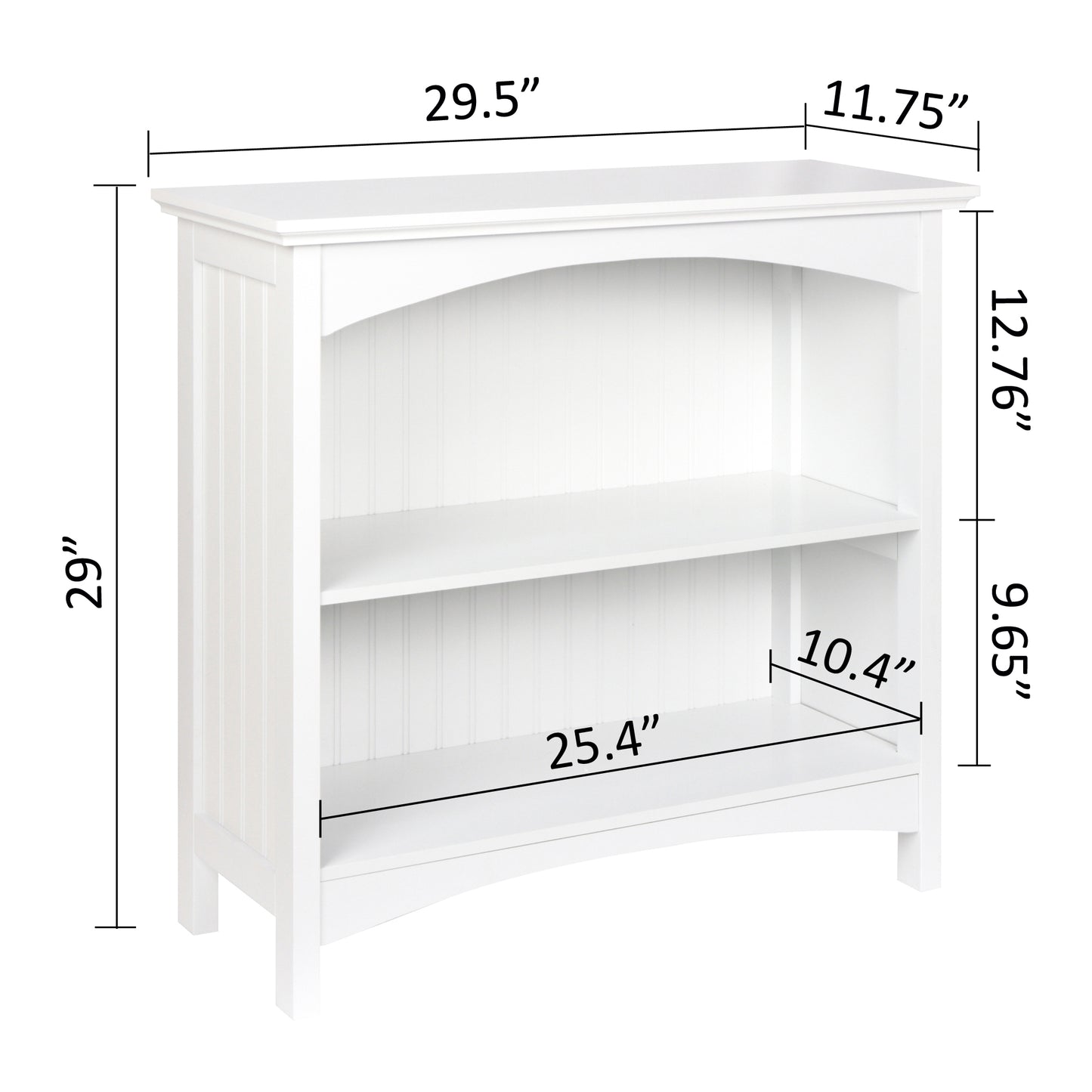 eHemco 2 Tier Storage Shelf Bookcase with 2 Arched Supports, 29 Inches Height