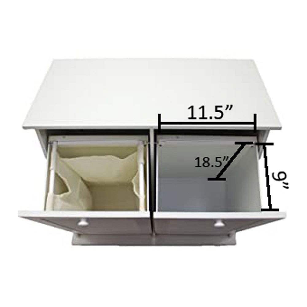 eHemco Dual Basket Tilt Out Laundry Clothes Sorter with 2 Removable Cotton Bags, White