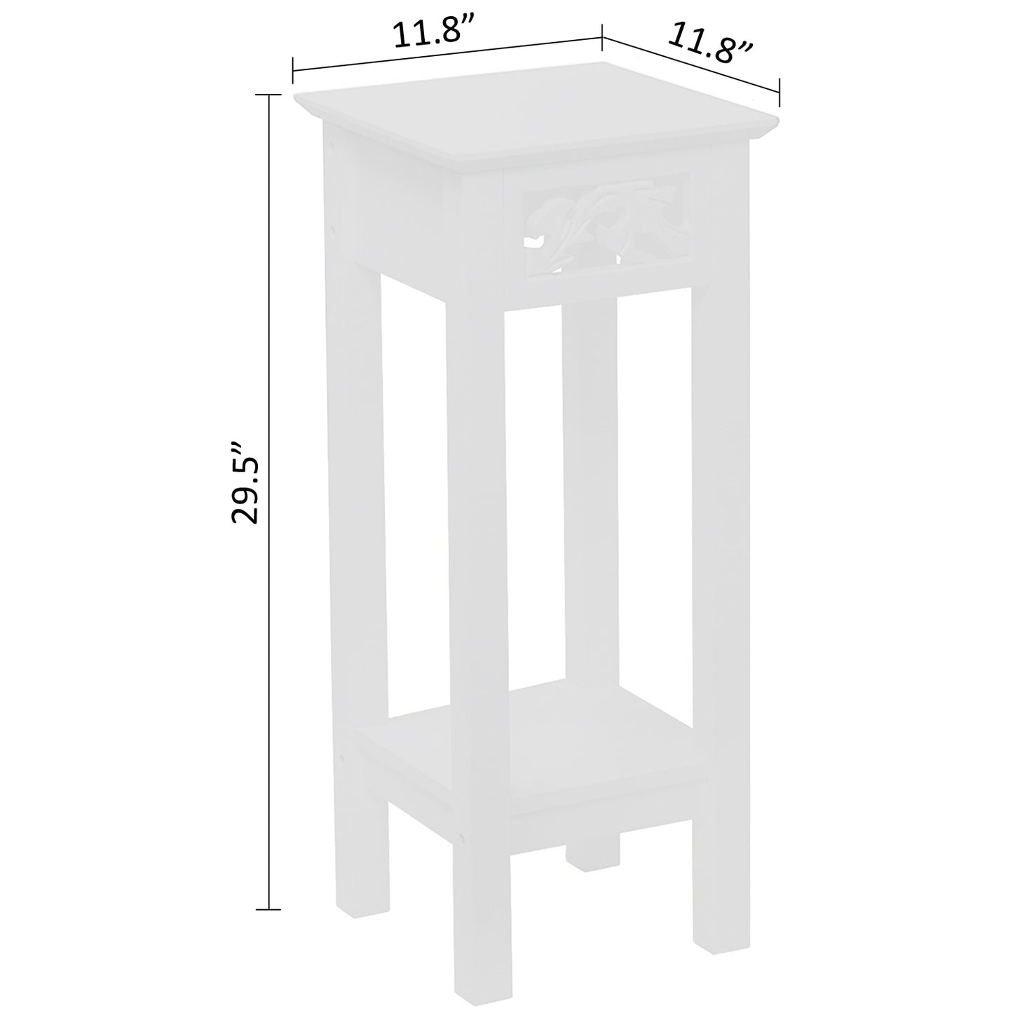 eHemco Plant Decorating Stand End Table Side Table with Storage Shelf, 11.8 by 11.8 by 29.5 Inches