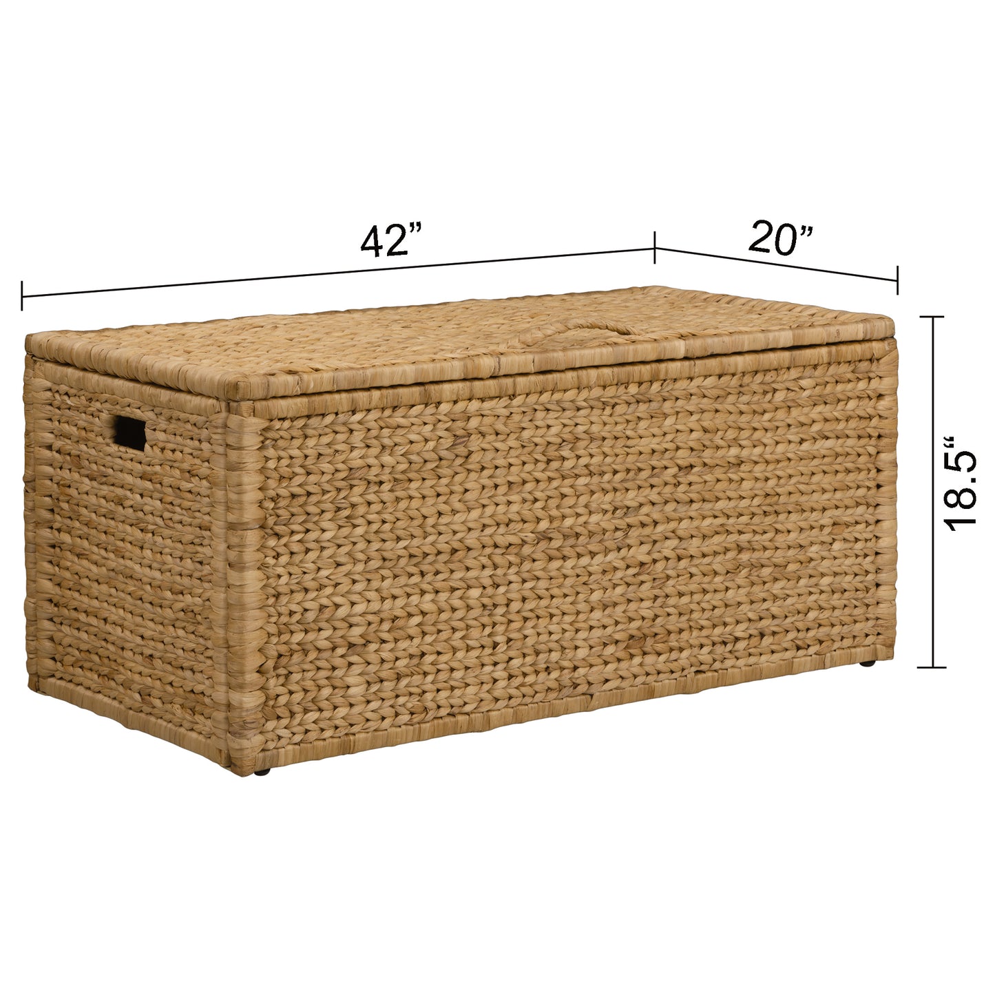 eHemco Heavy-duty Water Hyacinth Wicker Storage Trunk with Metal Frame, 42 by 20 by 18.5 Inches, Natural