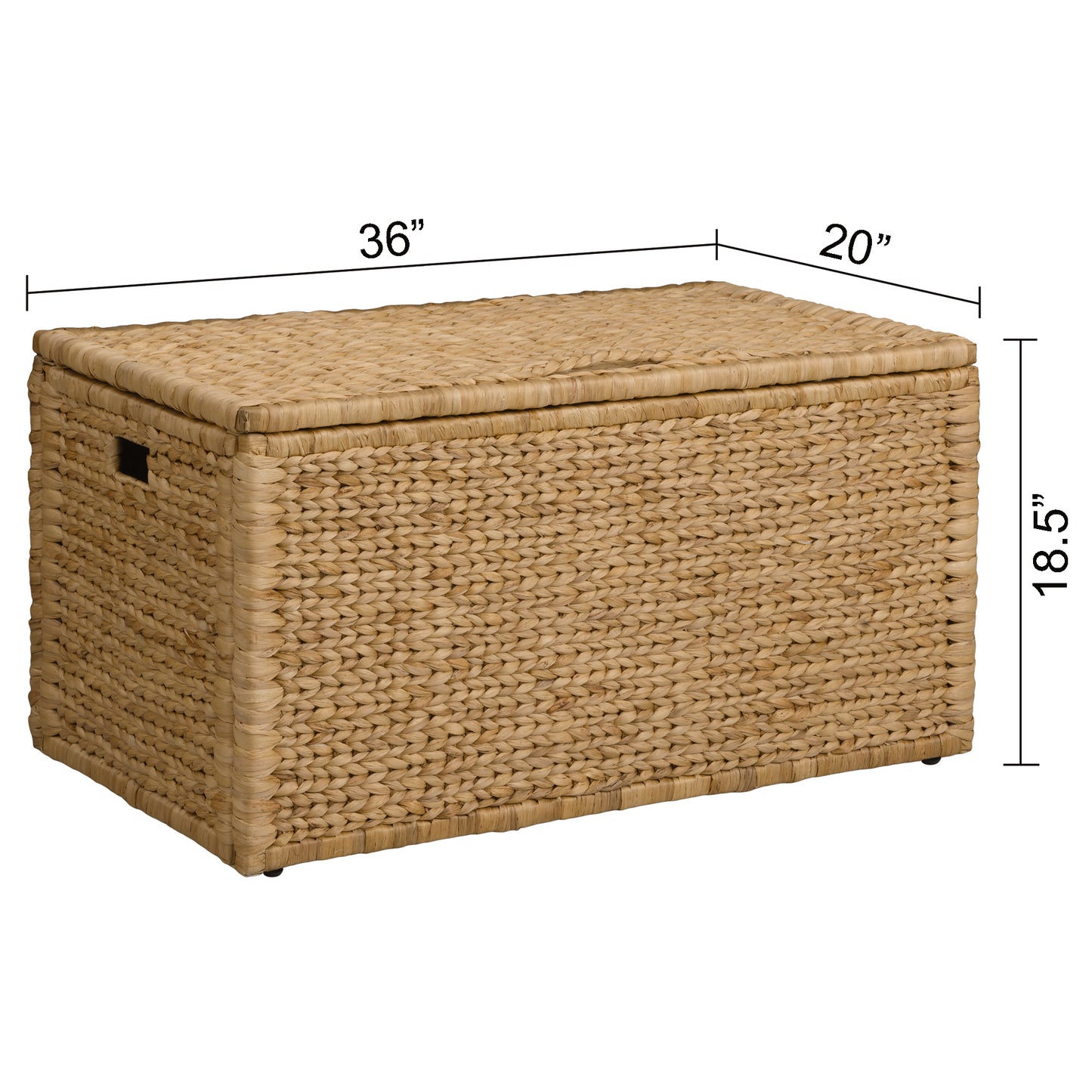 eHemco Heavy-duty Water Hyacinth Wicker Storage Trunk with Metal Frame, 36 by 20 by 18.5 Inches, Natural