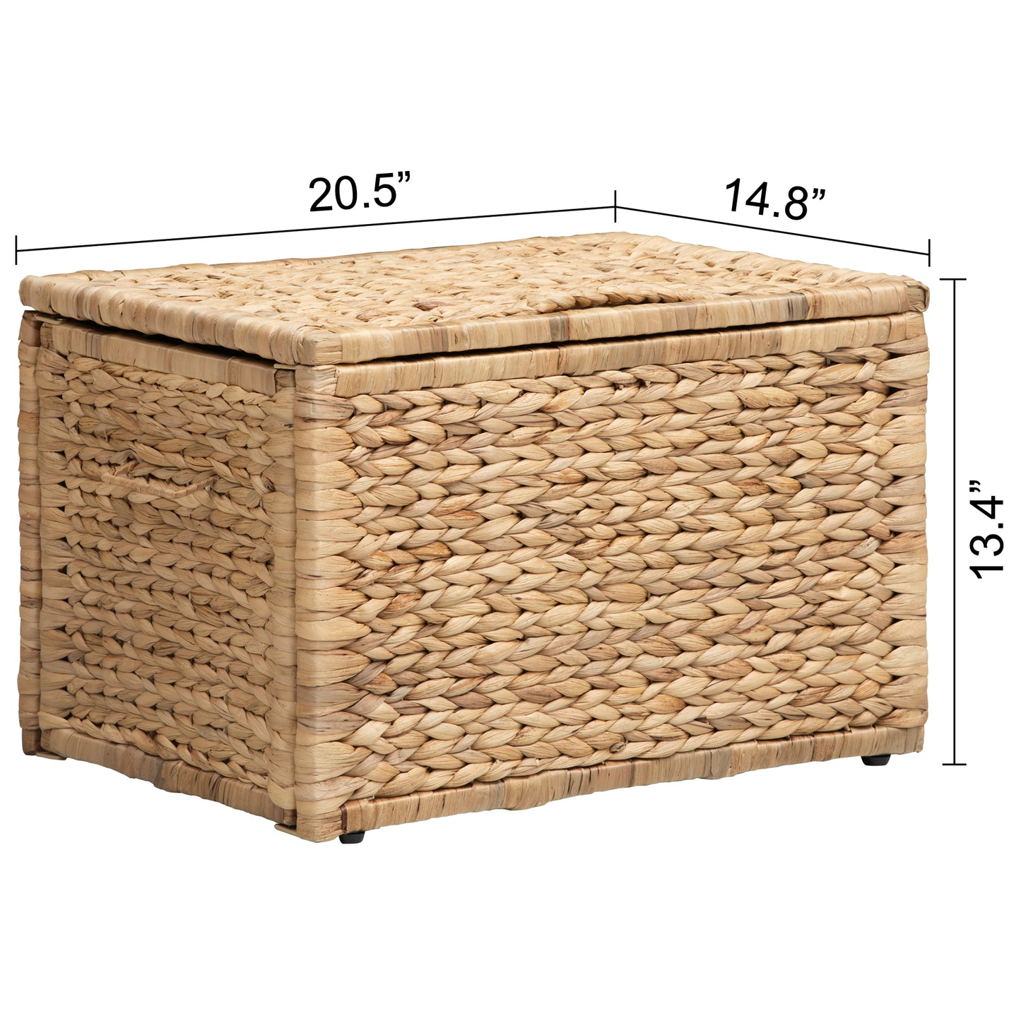 eHemco Heavy-duty Water Hyacinth Wicker Storage Trunk with Metal Frame, 20.5 by 14.8 by 13.4 Inches, Natural
