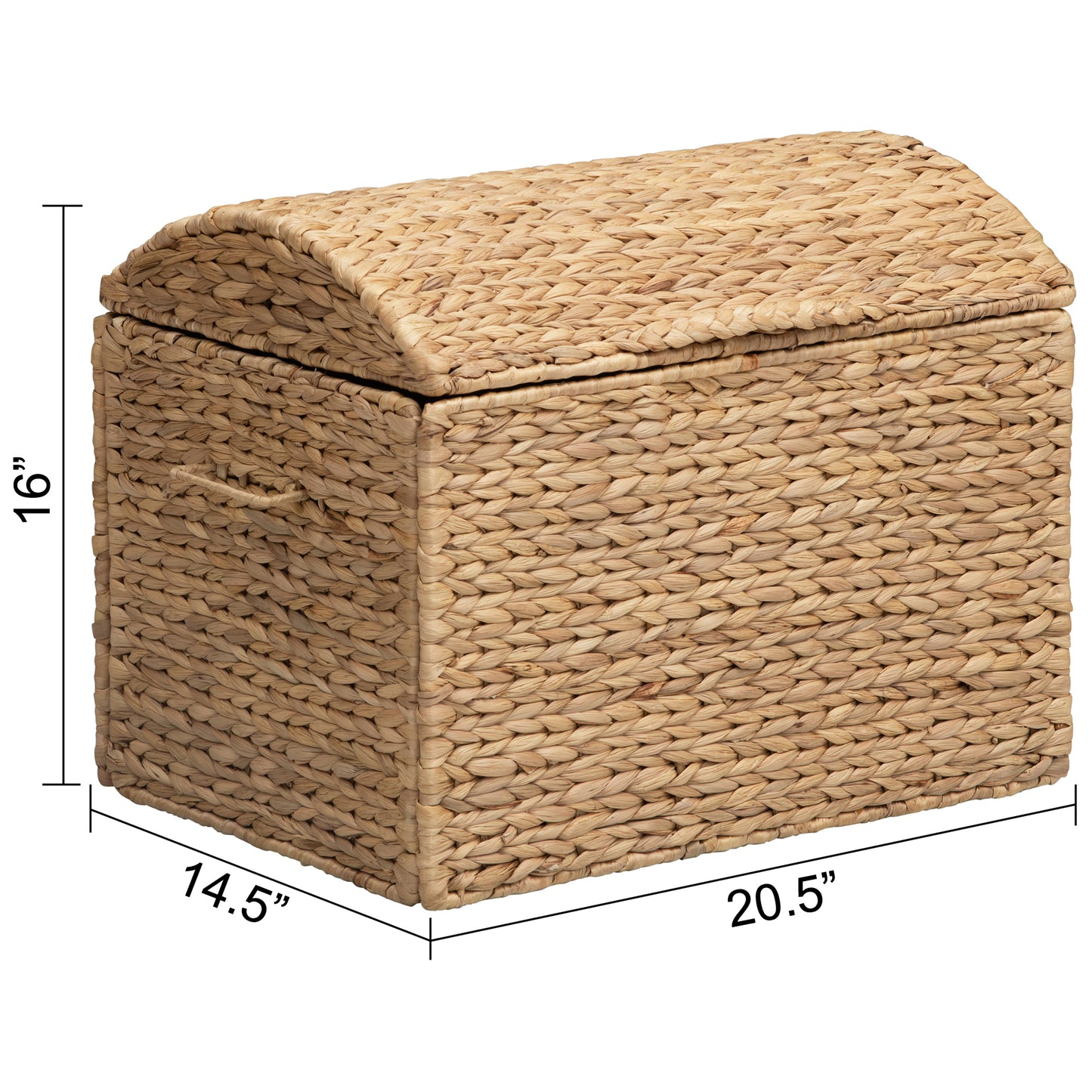 eHemco Heavy-duty Water Hyacinth Wicker Storage Trunk with Metal Frame and Arch Lid, 20.5 by 14.5 by 16 Inches, Natural