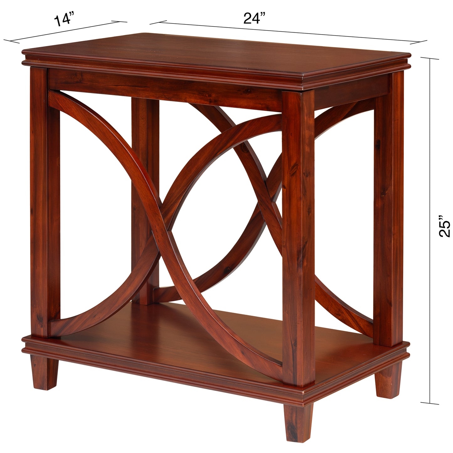 eHemco Solid Wood Rectangle Decorative Console Table, 2-Tier Side Table with X-Design Design, Cherry