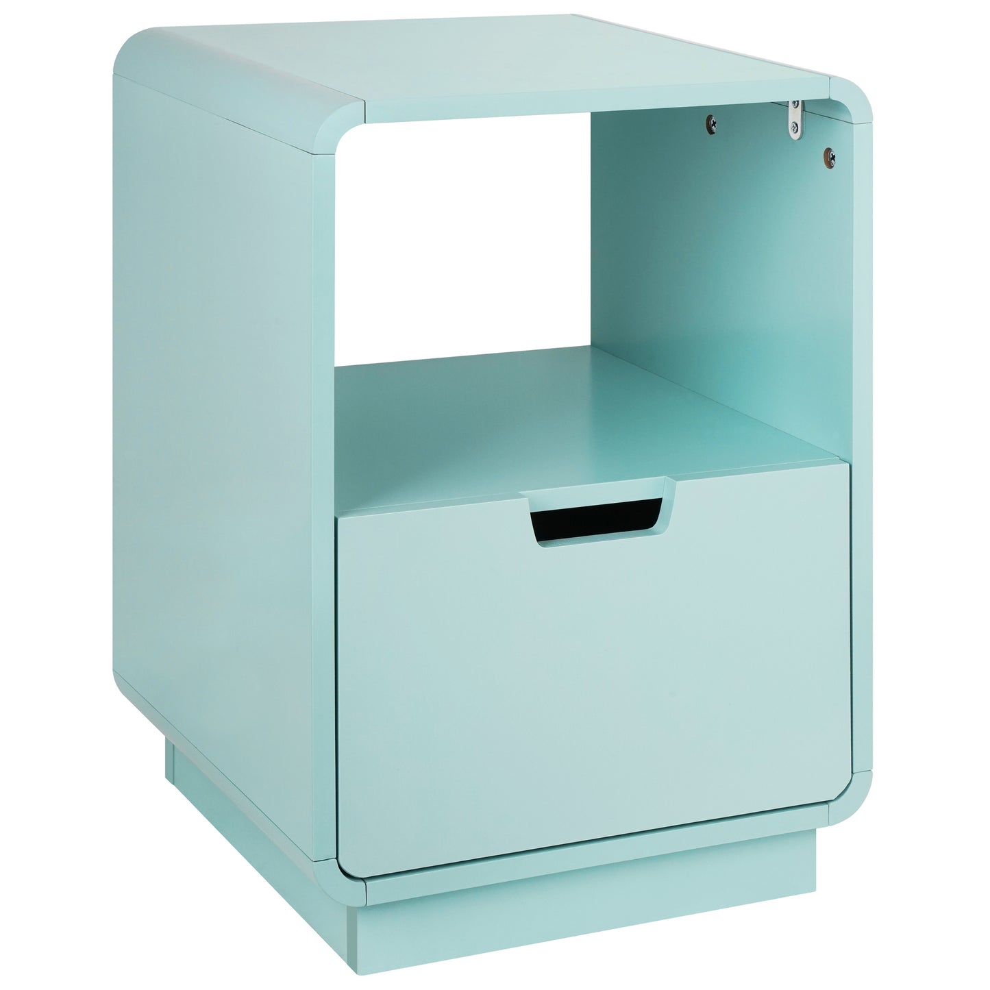 eHemco Contemporary Side Table End Table with Storage Drawer, White, 22.8H x 15.7W x 15D inches