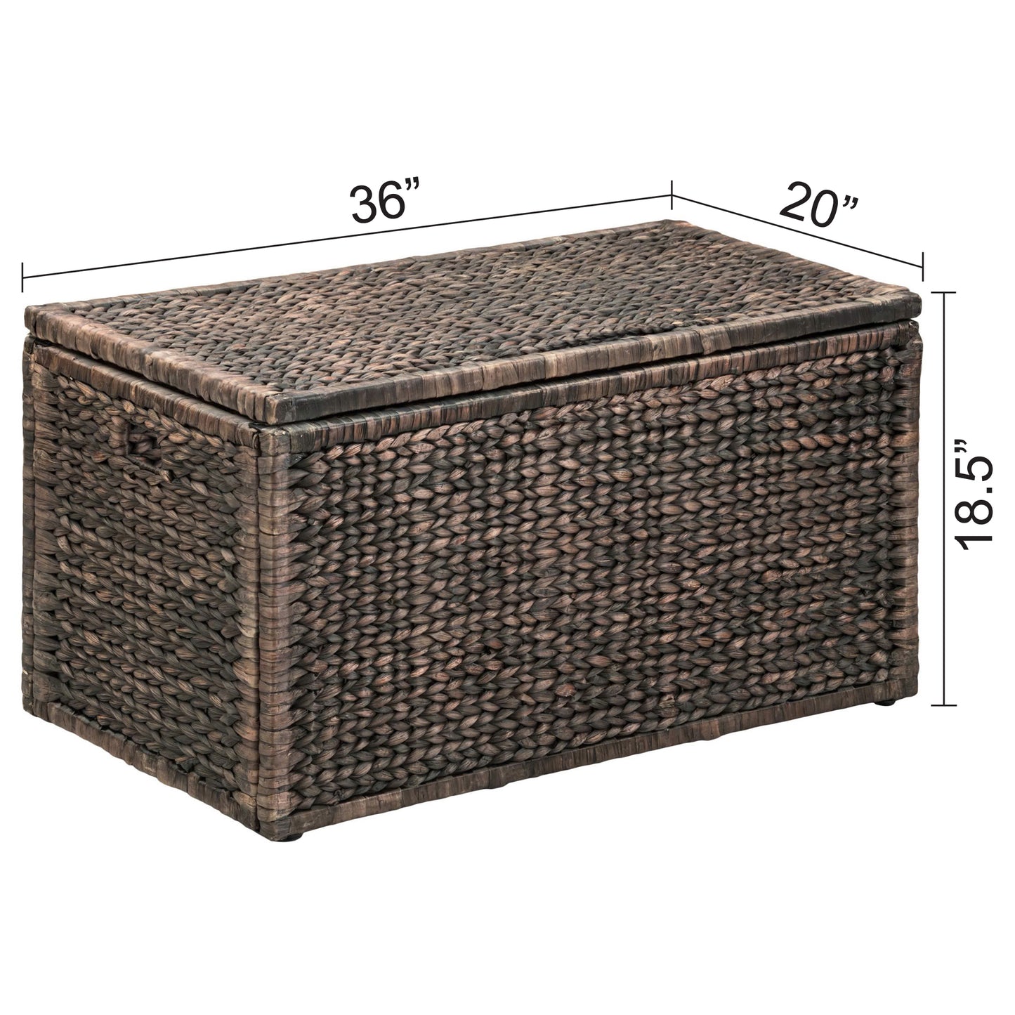 eHemco Heavy-duty Water Hyacinth Wicker Storage Trunk with Metal Frame, 36 by 20 by 18.5 Inches, Brown Wash