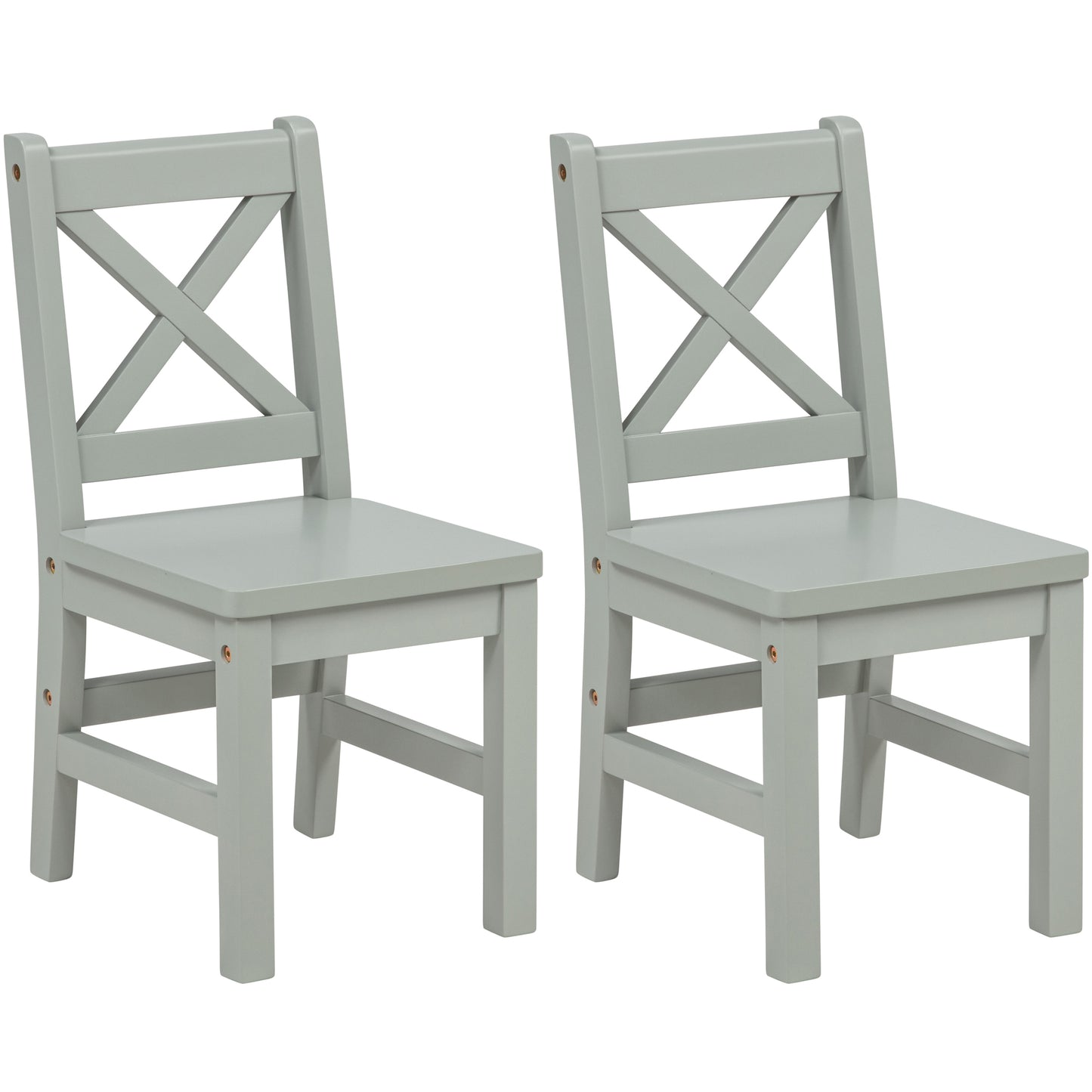 eHemco Solid Hard Wood X Back Kids Chair, Set of 2