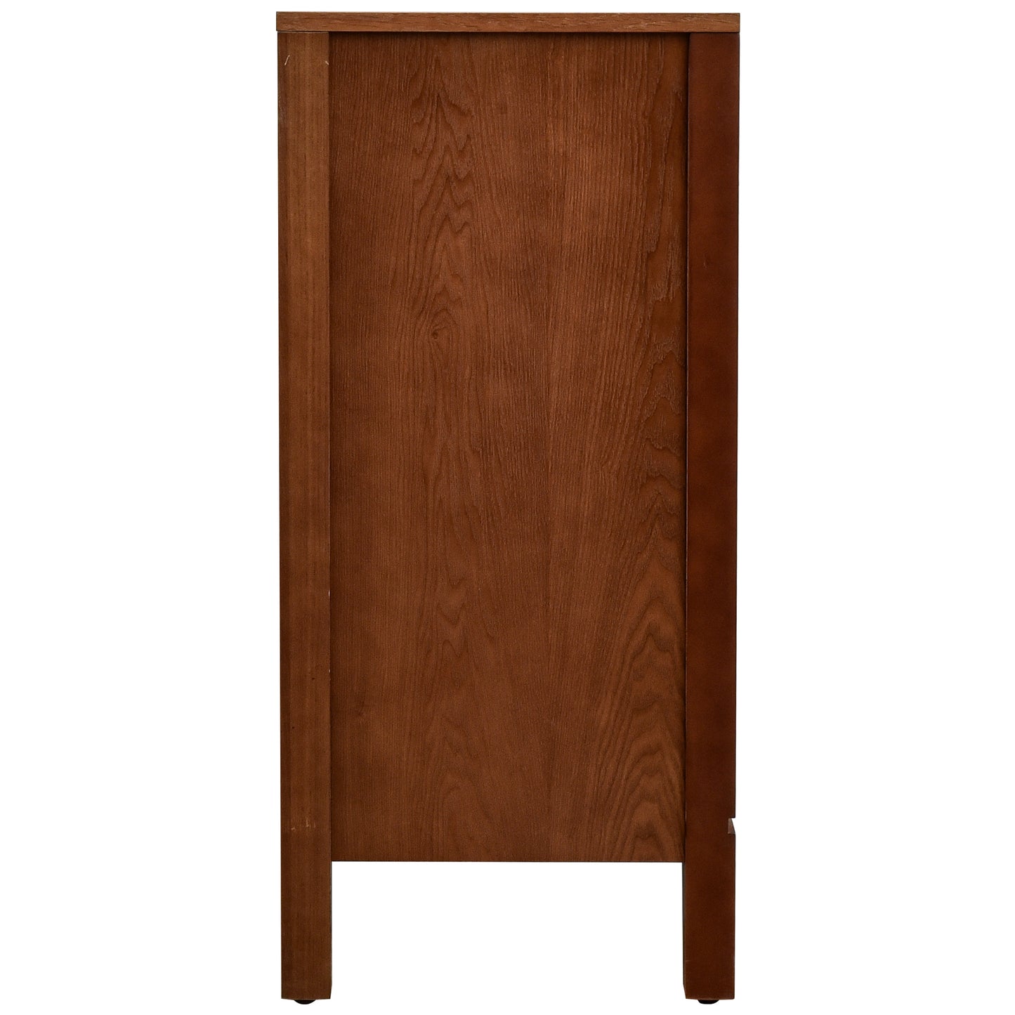 eHemco Tropical Monstera Door Accent End Table, Modern Retro Style, 16.5 x 14 x 31 Inches, Antique Walnut Finish