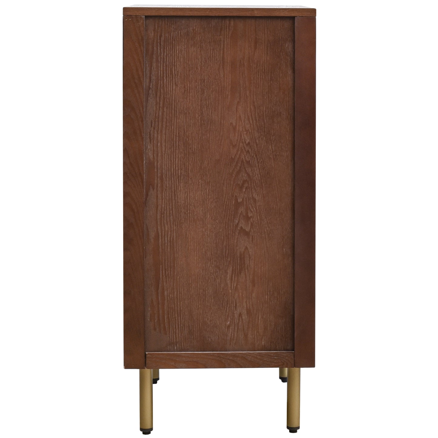 eHemco Modern End Table with Storage, Two-toned Ripped Parquet Design, 17 x 14 x 30 Inches, Antique Walnut and Natural Finish