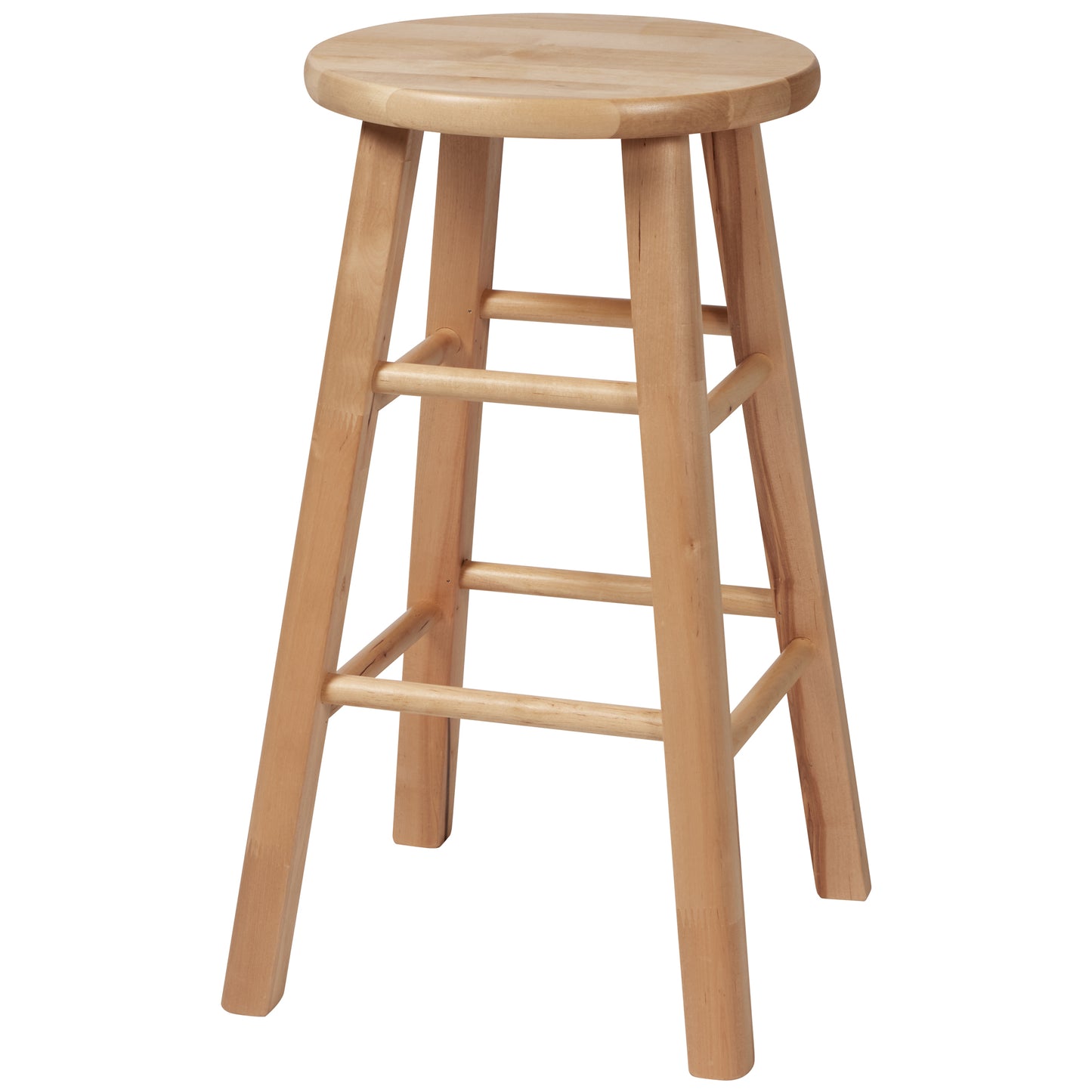 eHemco Solid Hardwood Counter Height Barstool, Natural Birch, 24 Inches, Round Seat, Fully Assembled