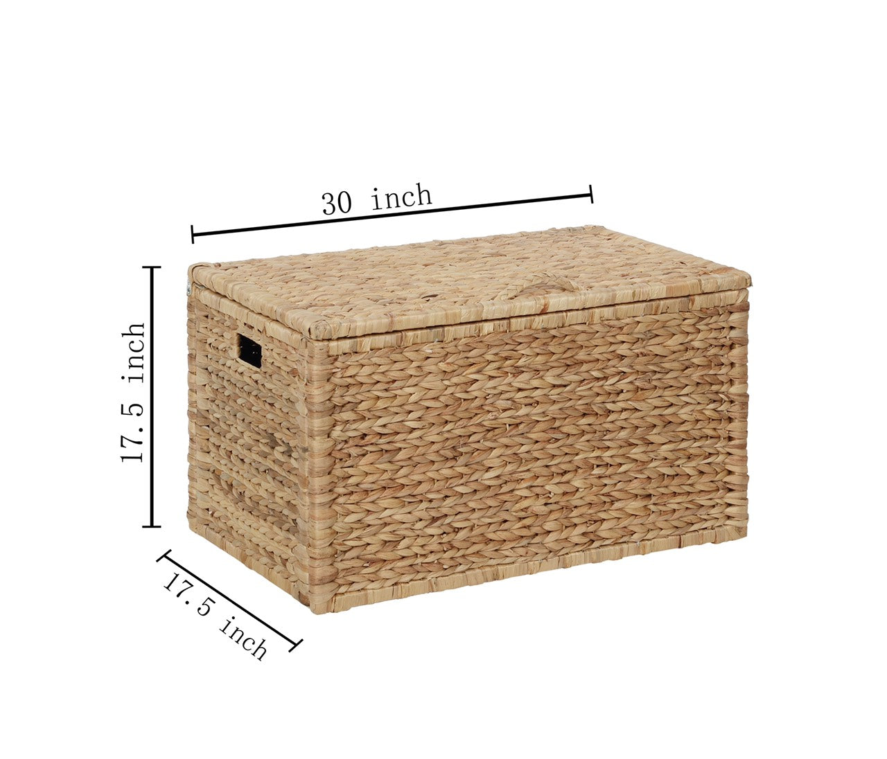 eHemco Heavy-duty Water Hyacinth Wicker Storage Trunk with Metal Frame, 30 by 17.5 by 17.5 Inches, Natural