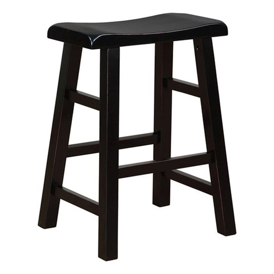 eHemco Heavy-Duty Solid Wood Saddle Seat Kitchen Counter Height Barstools, 24 Inch, Black