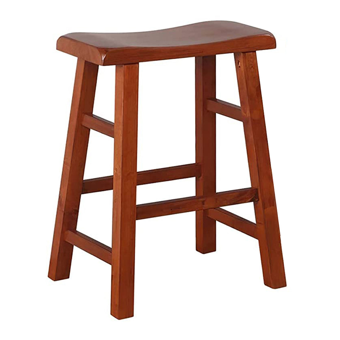 eHemco Heavy-Duty Solid Wood Saddle Seat Kitchen Counter Height Barstools, 24 Inches, Set of 2