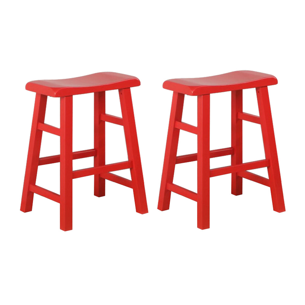 eHemco Heavy-Duty Solid Wood Saddle Seat Kitchen Counter Height Barstools, 24 Inches, Set of 2
