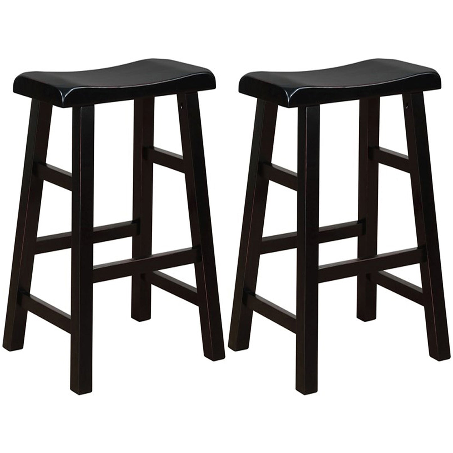 eHemco Heavy-Duty Solid Wood Saddle Seat Kitchen Counter Barstools, 29 Inches, Set of 2