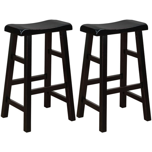eHemco Heavy-Duty Solid Wood Saddle Seat Kitchen Counter Barstools, 29 Inches, Set of 2