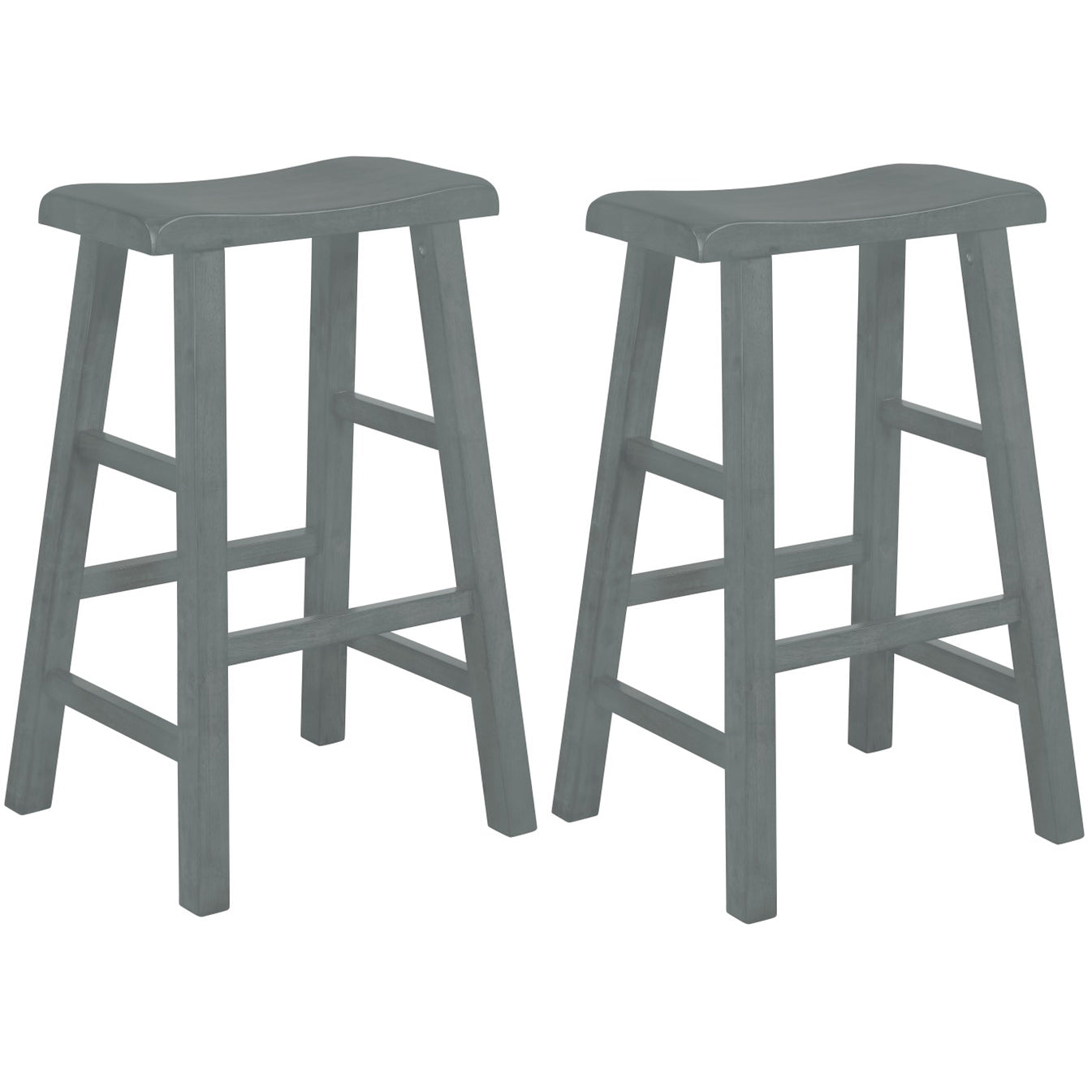 eHemco Heavy-Duty Solid Wood Saddle Seat Kitchen Counter Barstools, 29 Inches, Set of 2