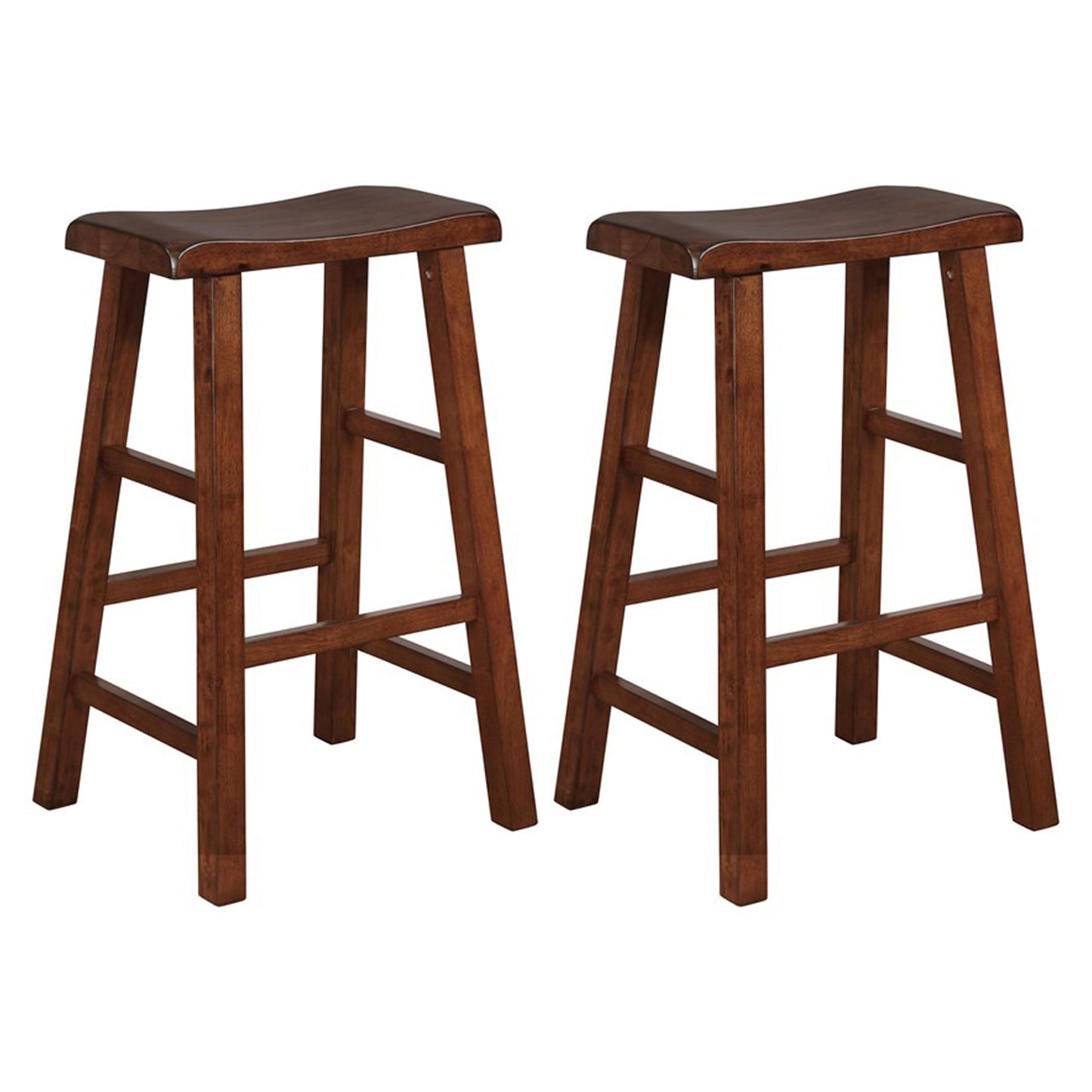 eHemco Heavy-Duty Solid Wood Saddle Seat Kitchen Counter Barstools, 29 Inches, Set of 2