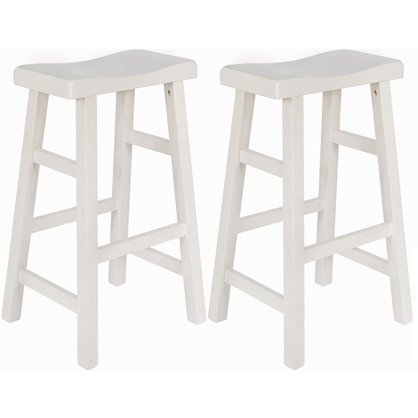 eHemco Heavy-Duty Solid Wood Saddle Seat Kitchen Counter Barstools, 29 Inches, Set of 2