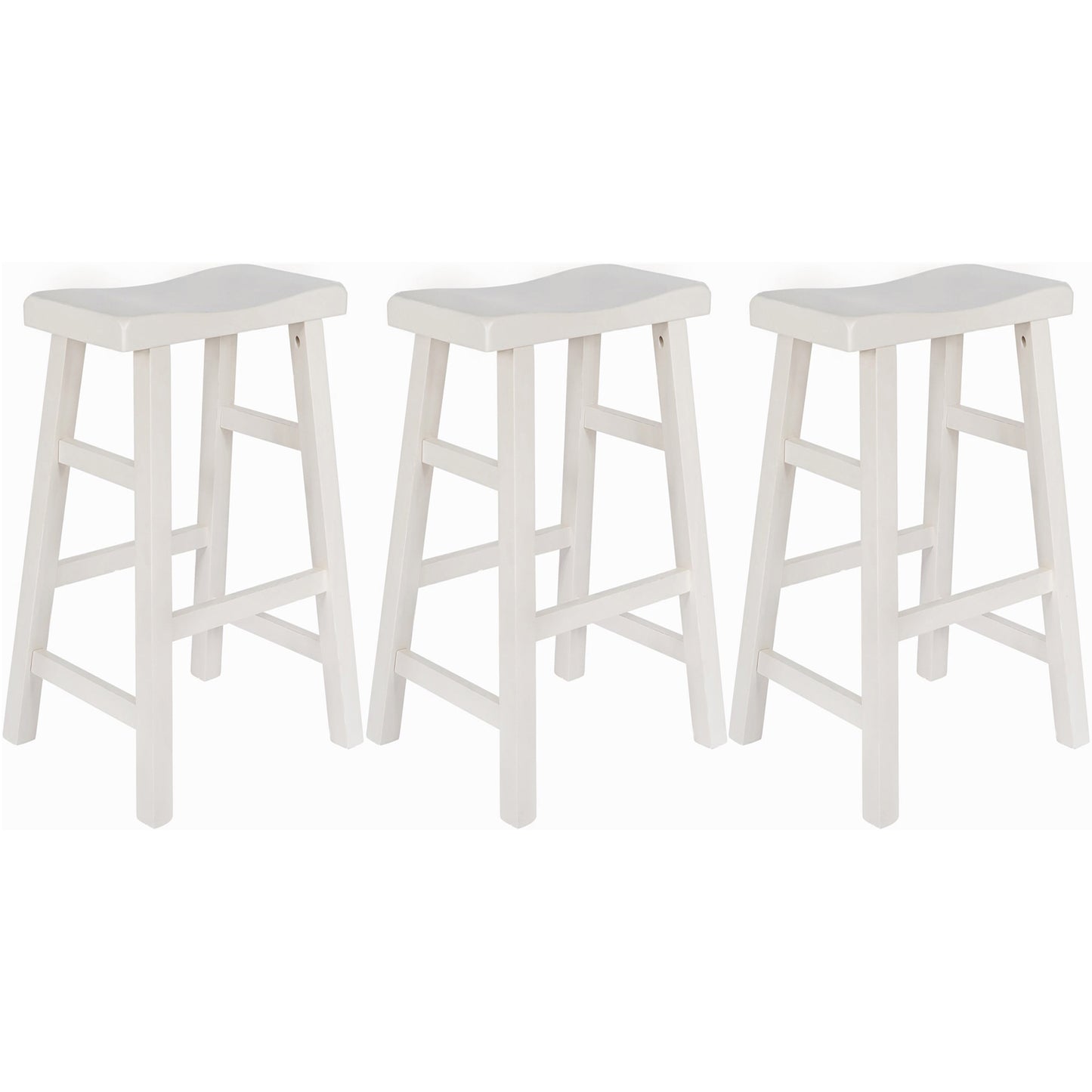 eHemco Heavy-Duty Solid Wood Saddle Seat Kitchen Counter Barstools, 29 Inches, Set of 3
