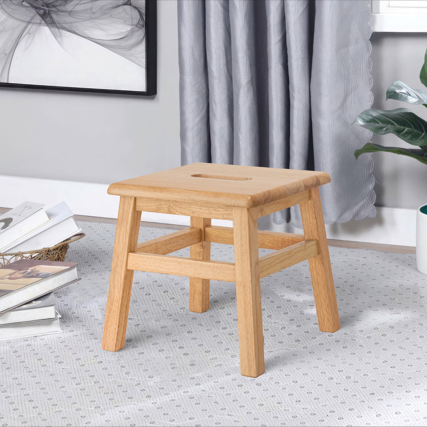 eHemco Solid Hardwood Wooden Step Stool for Adults and Kids, 12.25 Inches Height, Set of 2