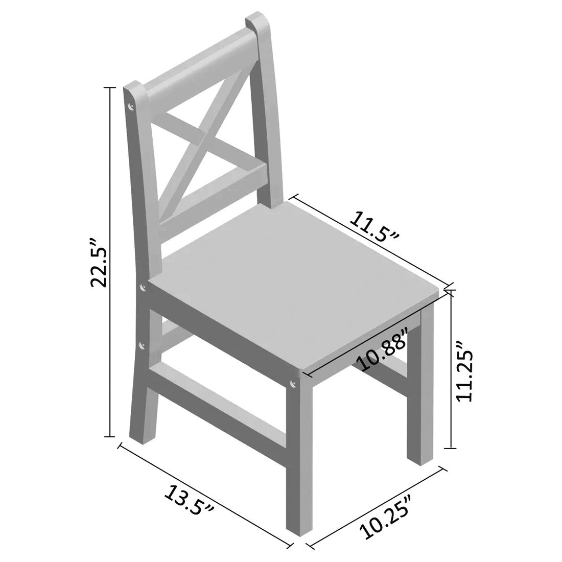 eHemco Solid Hard Wood X Back Kids Chair, Set of 2