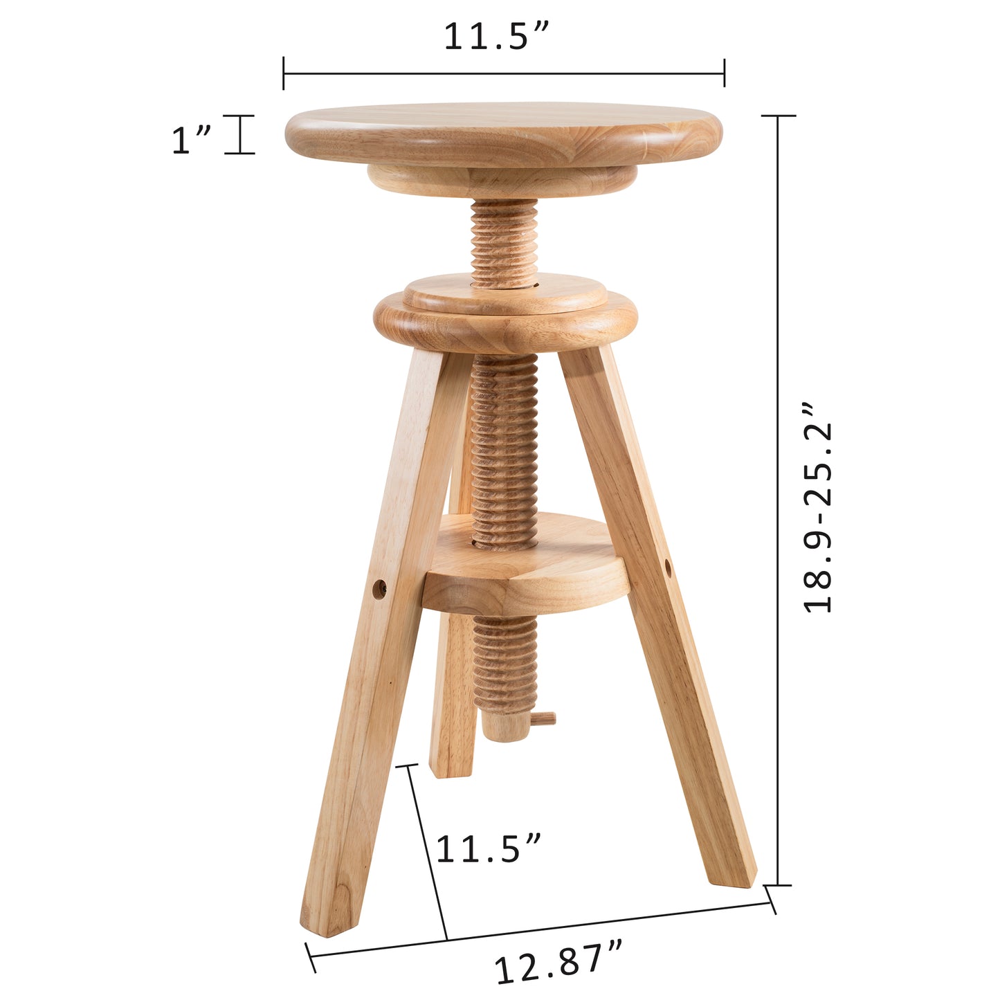 eHemco Swivel Wooden Adjustable Counter Bar Stool, 18.9 to 25.2 Inches Height