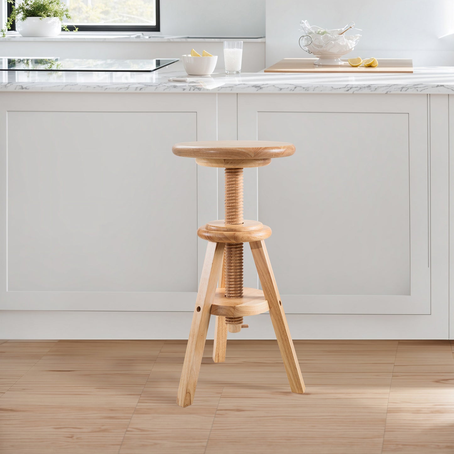 eHemco Swivel Wooden Adjustable Counter Bar Stool, 18.9 to 25.2 Inches Height