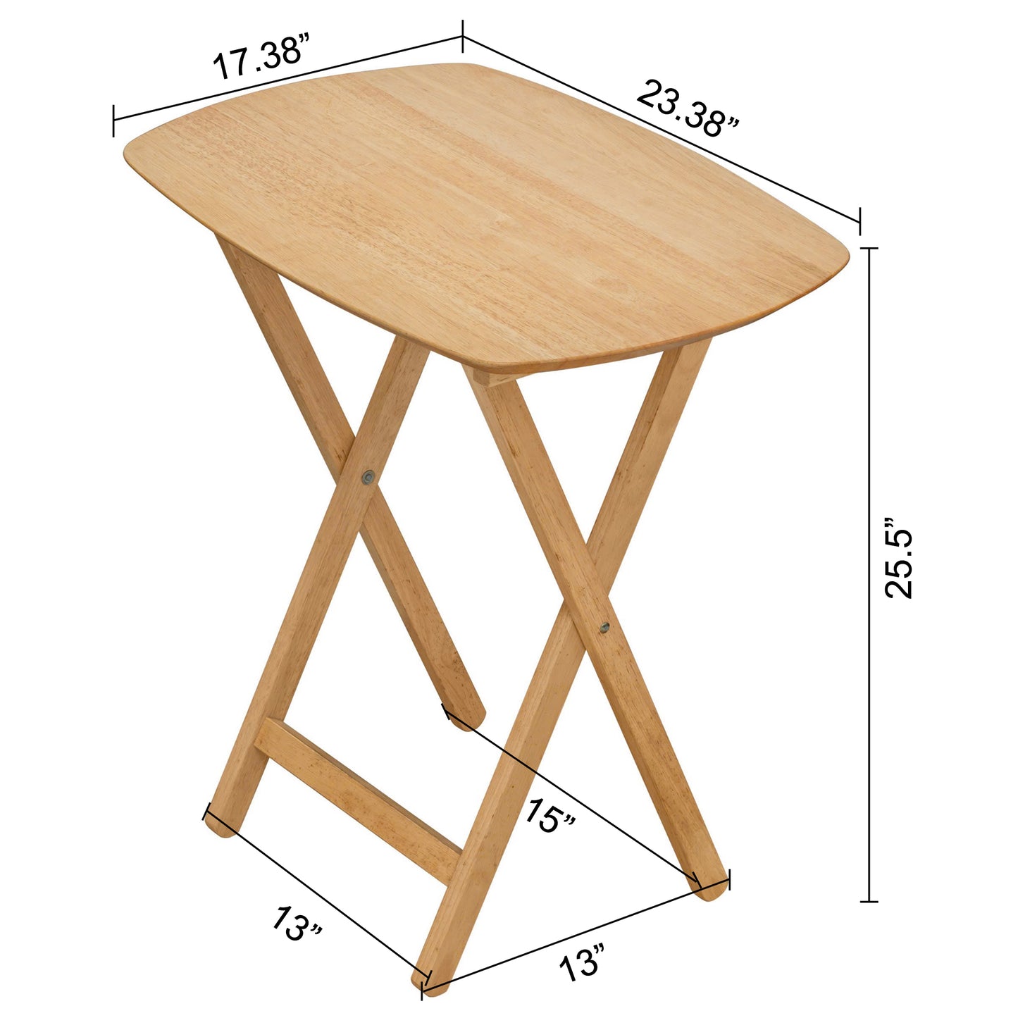 eHemco Wood Oversized Foldable TV Tray Table for Eating, 25.5 inches Height, Natural