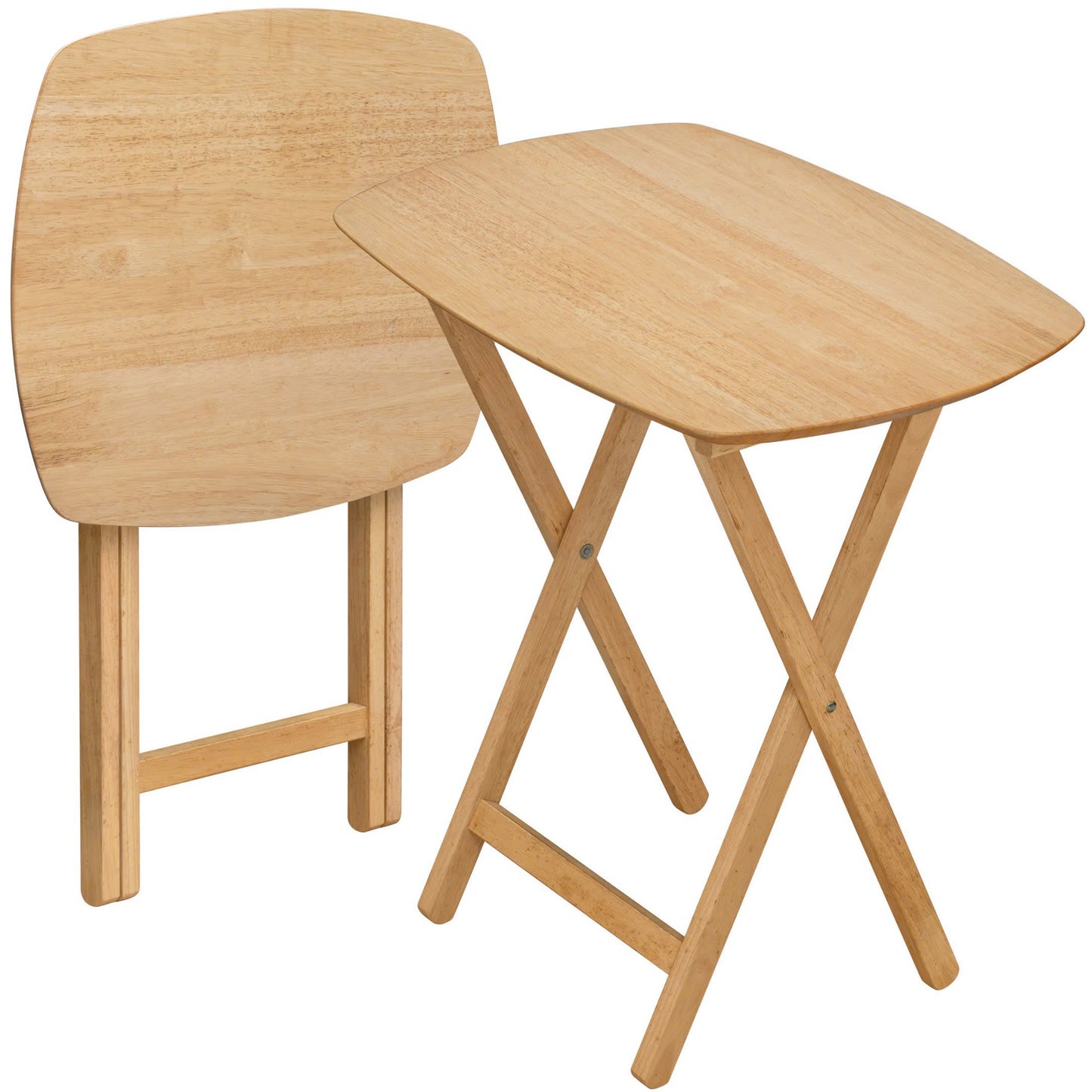 eHemco Wood Oversized Foldable TV Tray Table for Eating, 25.5 inches Height, Natural
