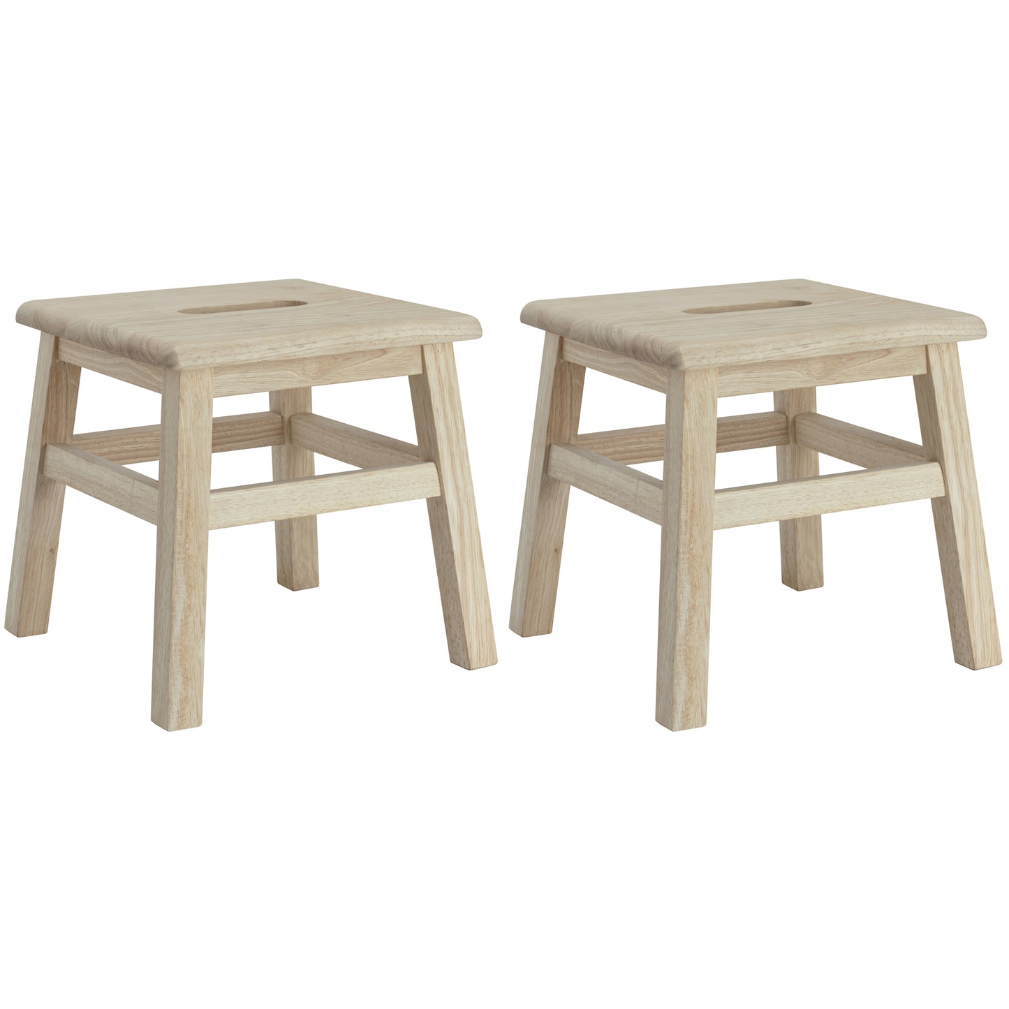 eHemco Solid Hardwood Wooden Step Stool for Adults and Kids, 12.25 Inches Height, Set of 2