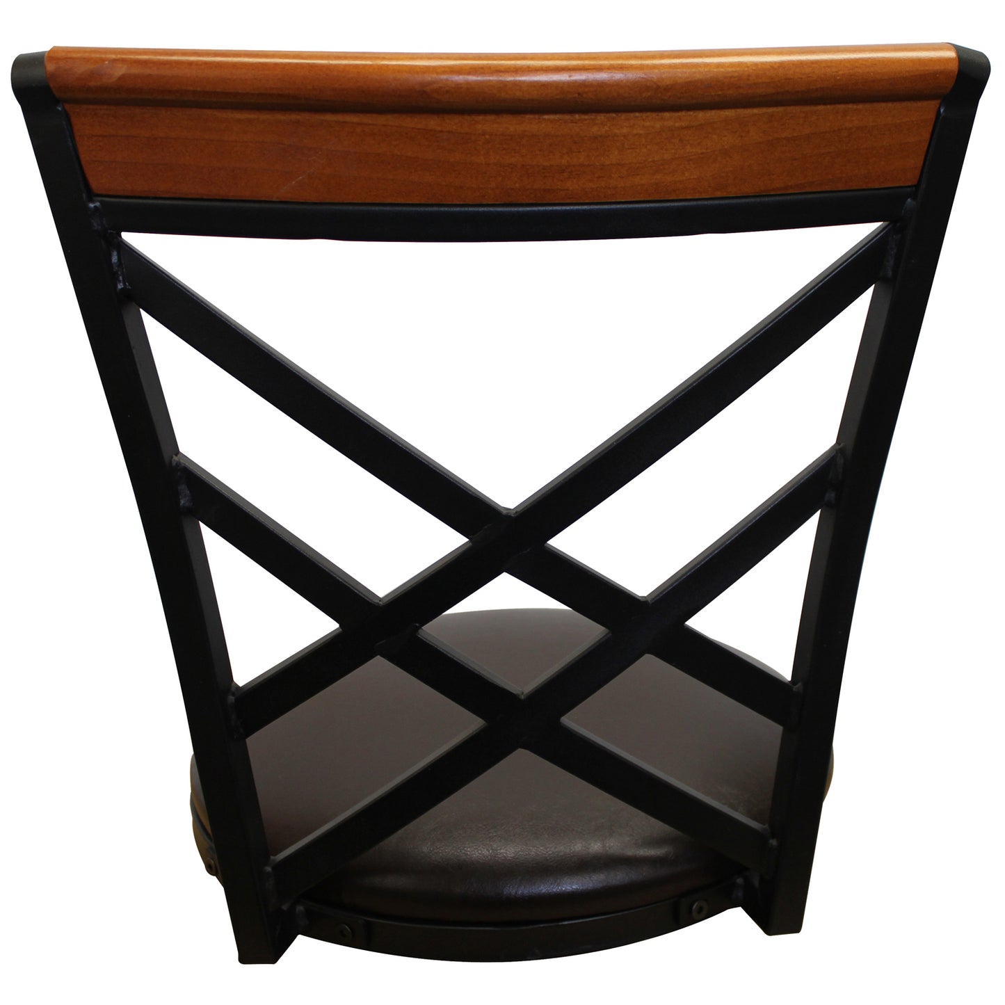 eHemco Swivel Metal Kitchen Counter Barstool with Double X Back Upholstered Faux Leather Seat, Espresso and Black, Set of 2