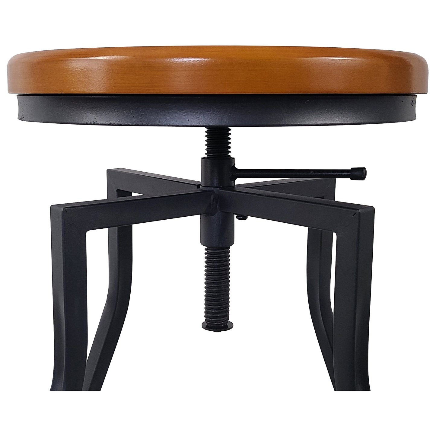 eHemco Adjustable Swivel Metal Kitchen Counter Barstool with Wood Veneer Seat, Brown and Black, Set of 2