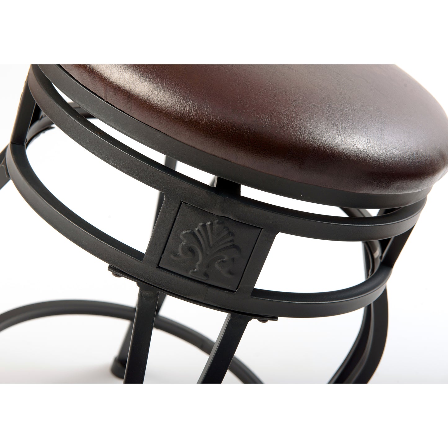 eHemco Swivel Metal Kitchen Counter Height Barstool with Faux Leather Seat, 29 Inches, Black, Set of 2
