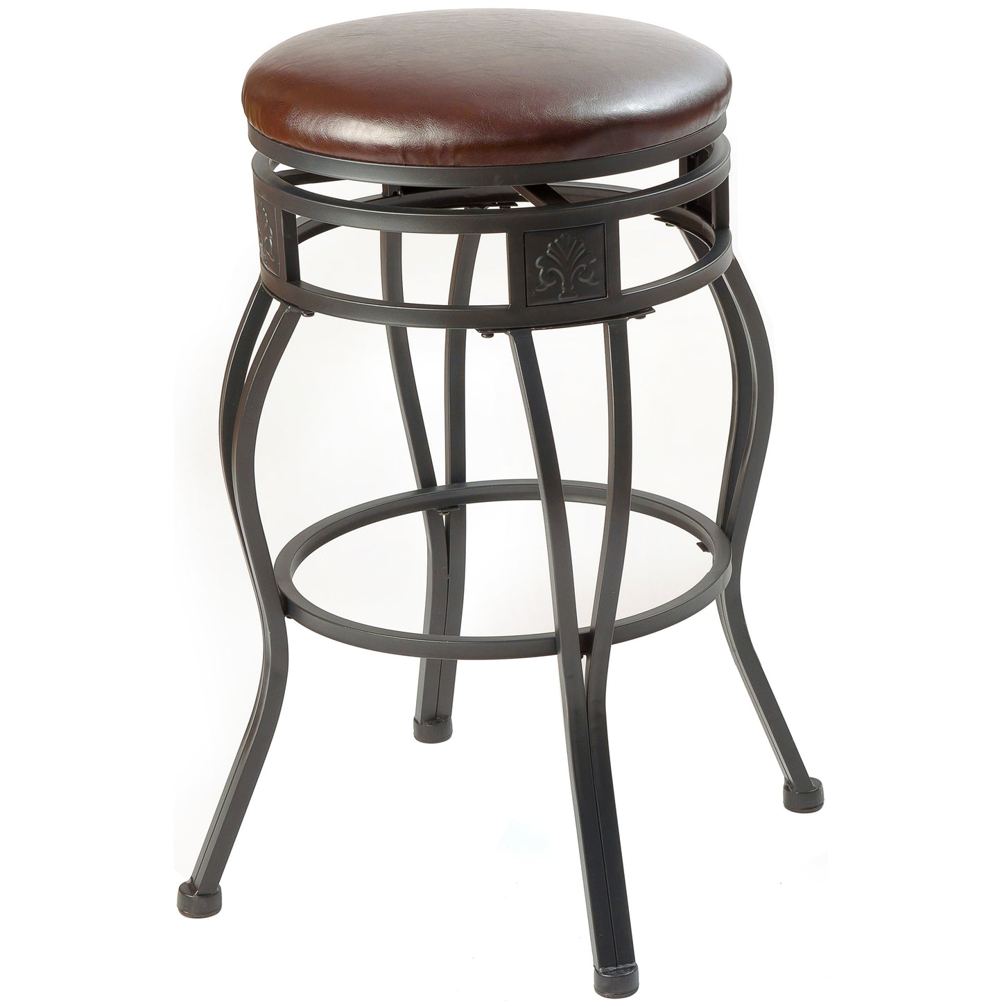 eHemco Swivel Metal Kitchen Counter Height Barstool with Faux Leather Seat, 29 Inches, Black, Set of 2