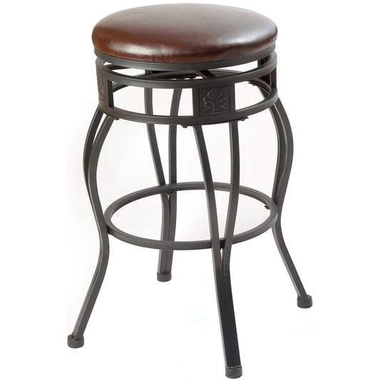 eHemco Swivel Metal Kitchen Counter Height Barstool with Faux Leather Seat, 29 Inches, Black