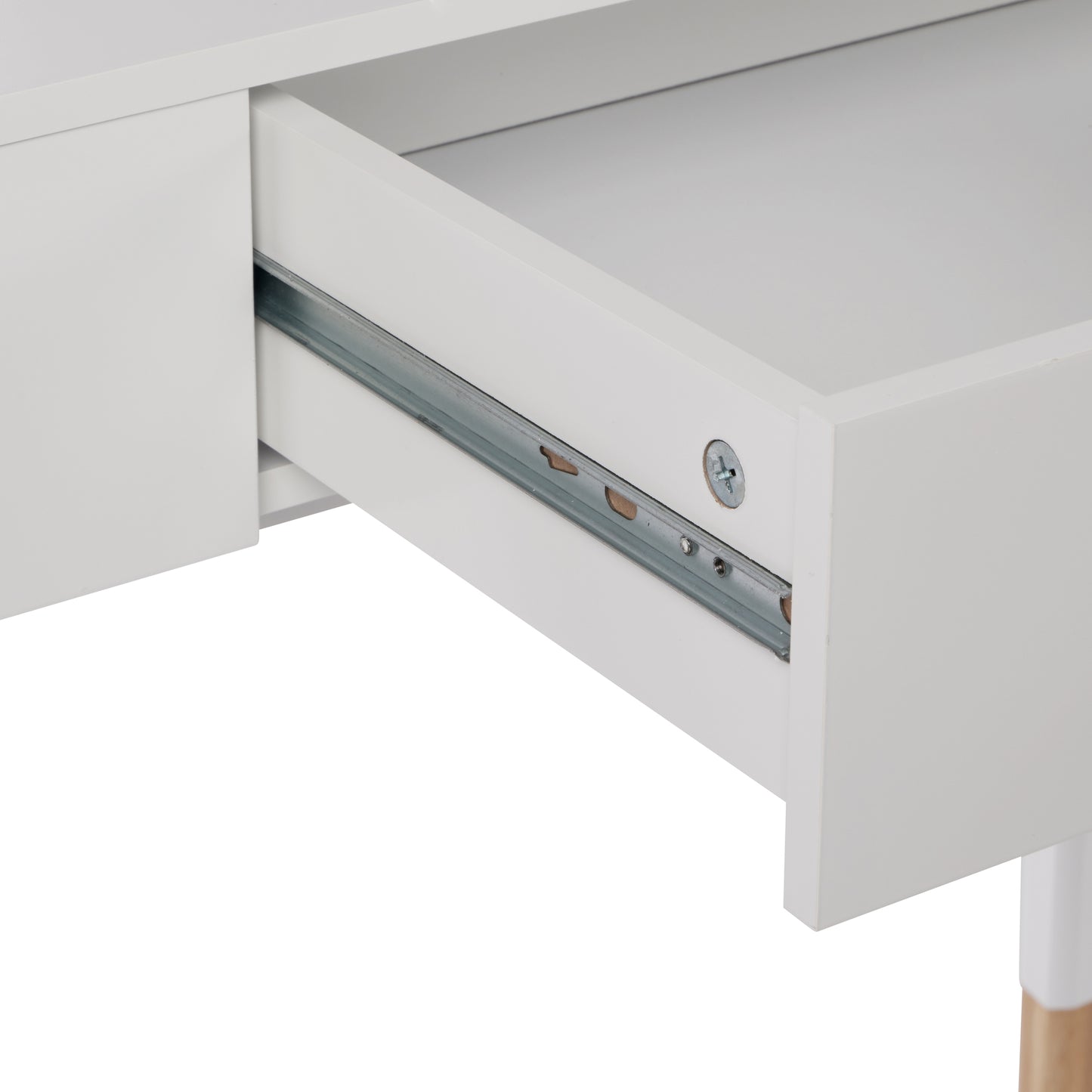 eHemco Euro Console Sofa Table with Drawer and Bamboo Legs for Hallway and Living Room, White and Dark Oak