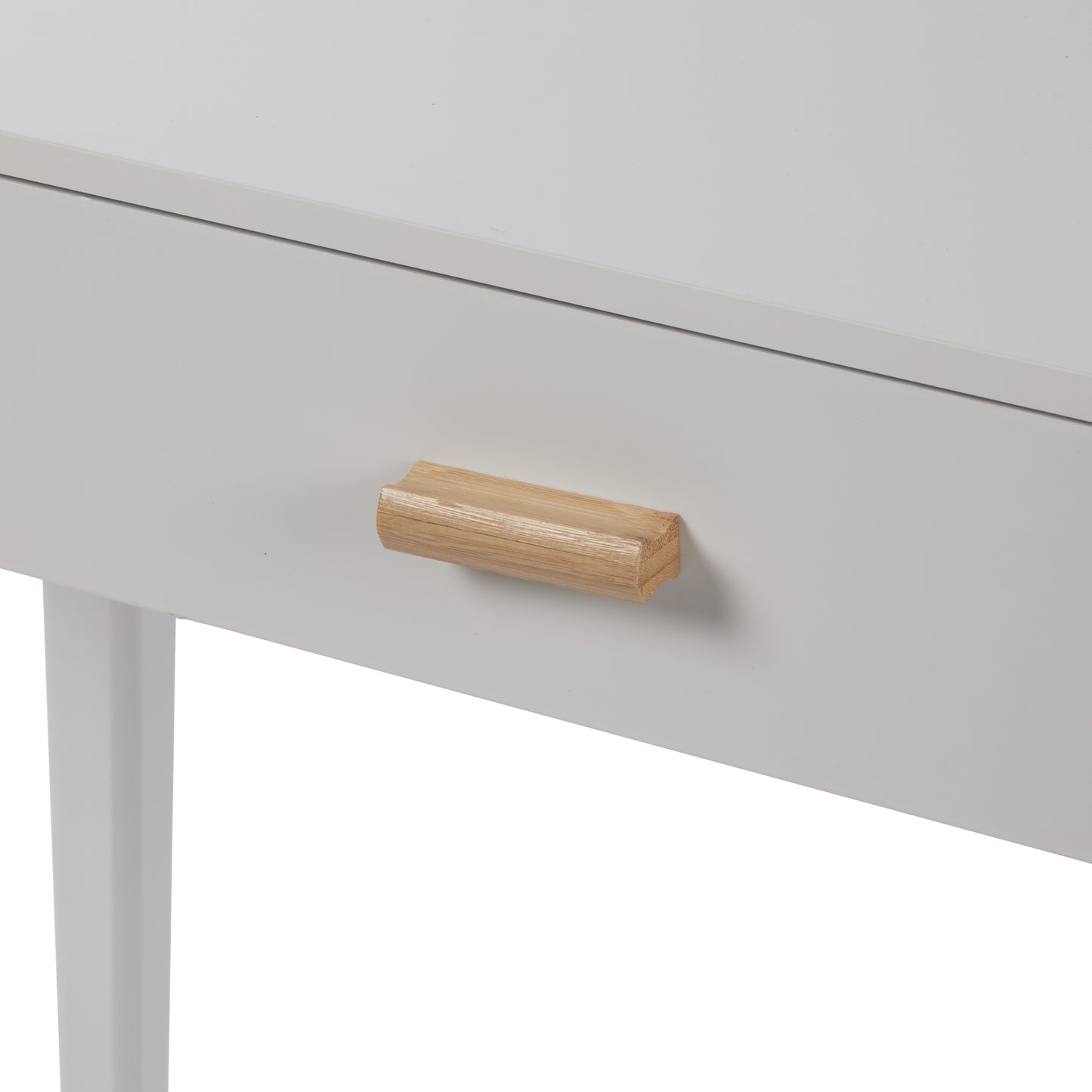 eHemco Euro Console Sofa Table with Drawer and Bamboo Legs for Hallway and Living Room, White and Dark Oak