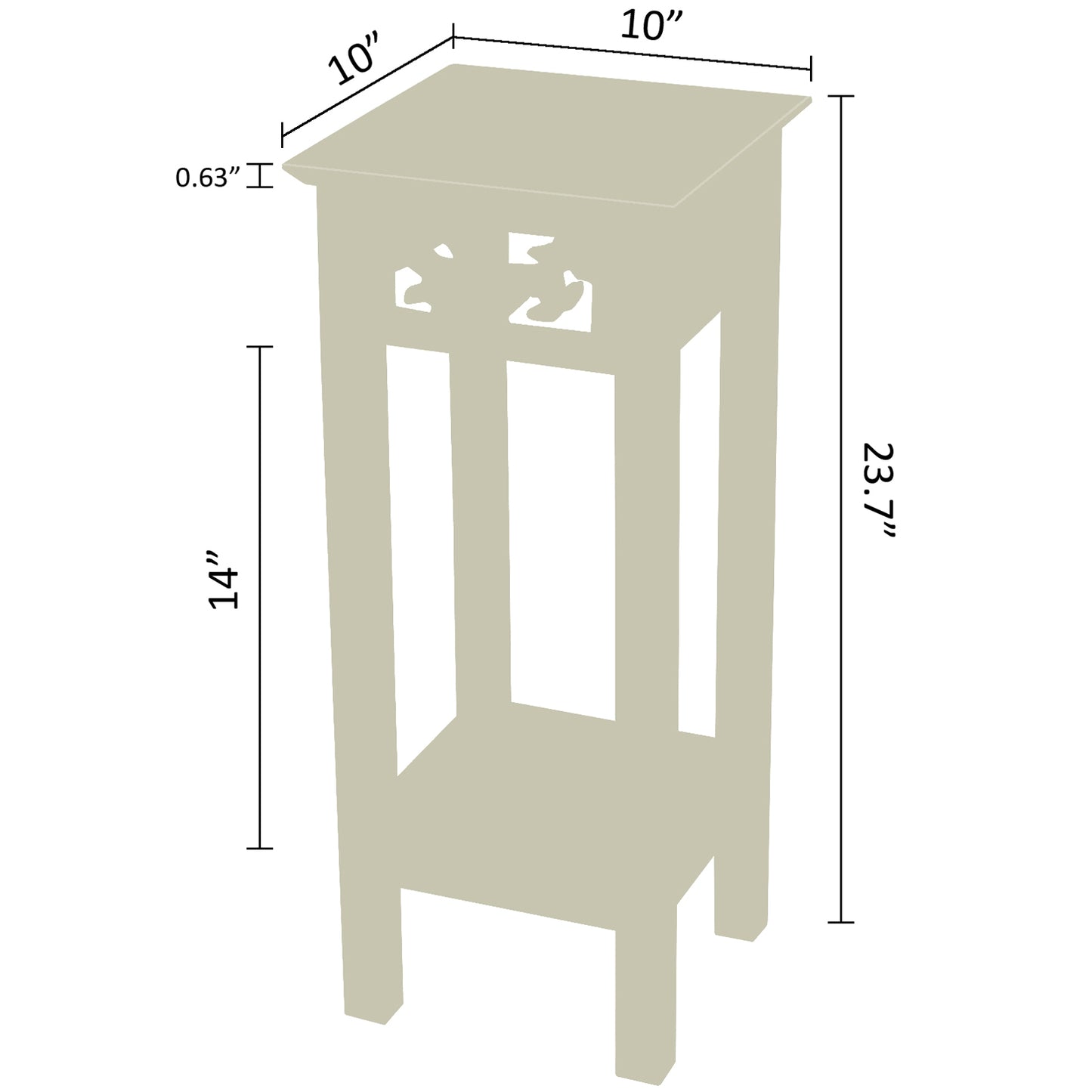 eHemco Plant Decorating Stand End Table Side Table with Storage Shelf, 10 by 10 by 23.7 Inches