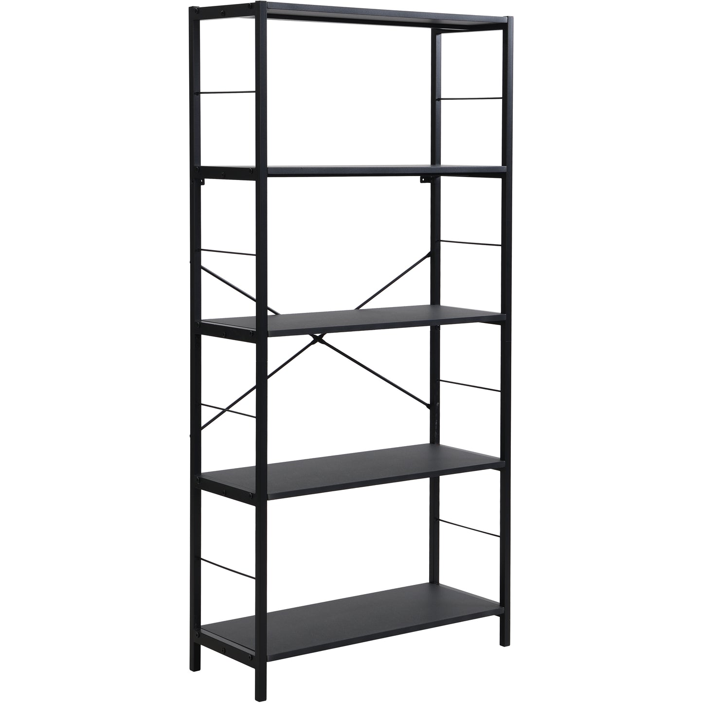 eHemco 5 Tier Bookshelf, Modern Rustic Bookcase Shelf, Book Rack, Free Standing Shelf, Storage Rack for Home Office, Living Room, Kitchen, 64 Inches