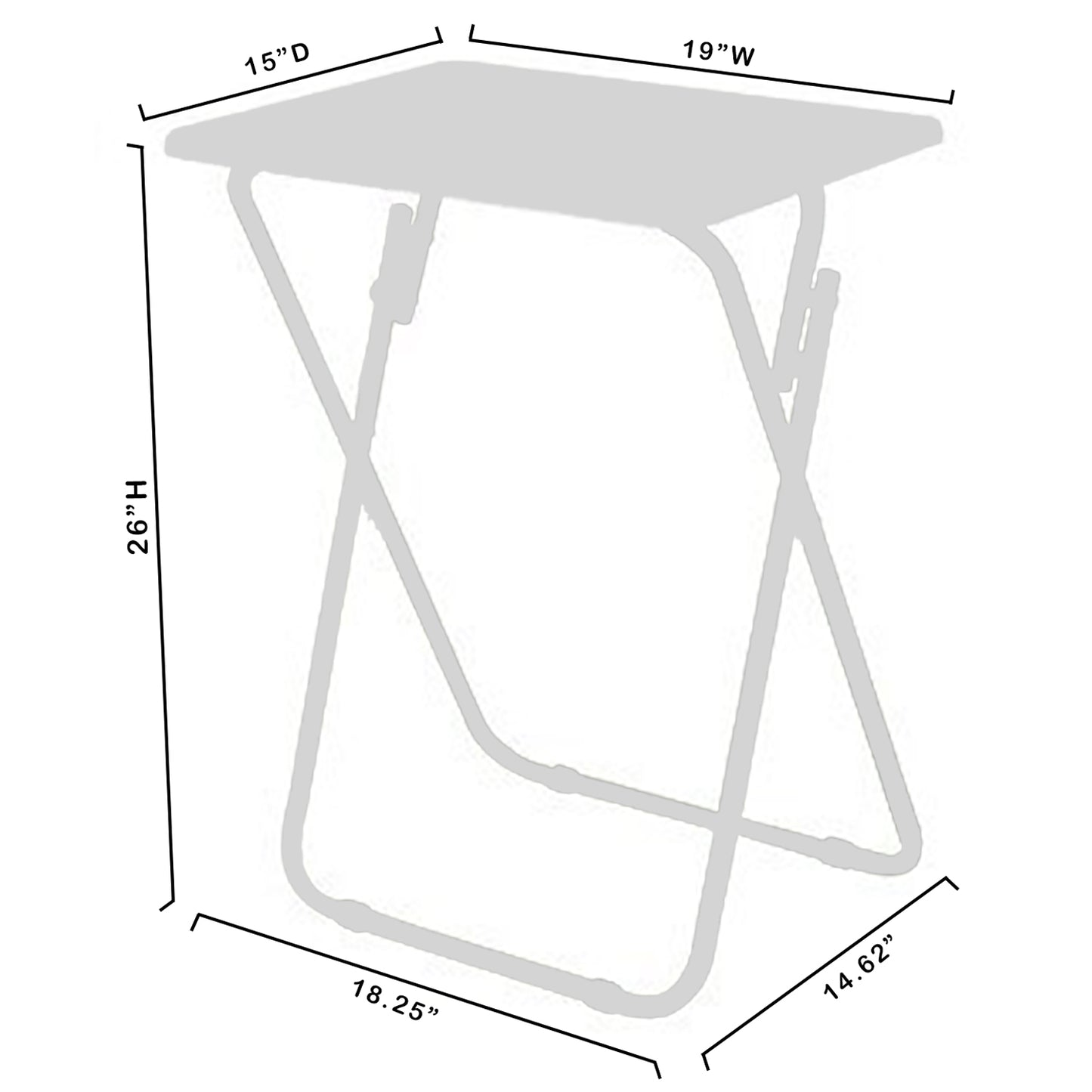eHemco Folding TV Tray Tables for Eating, 19 by 15 by 26 Inches, Set of 2