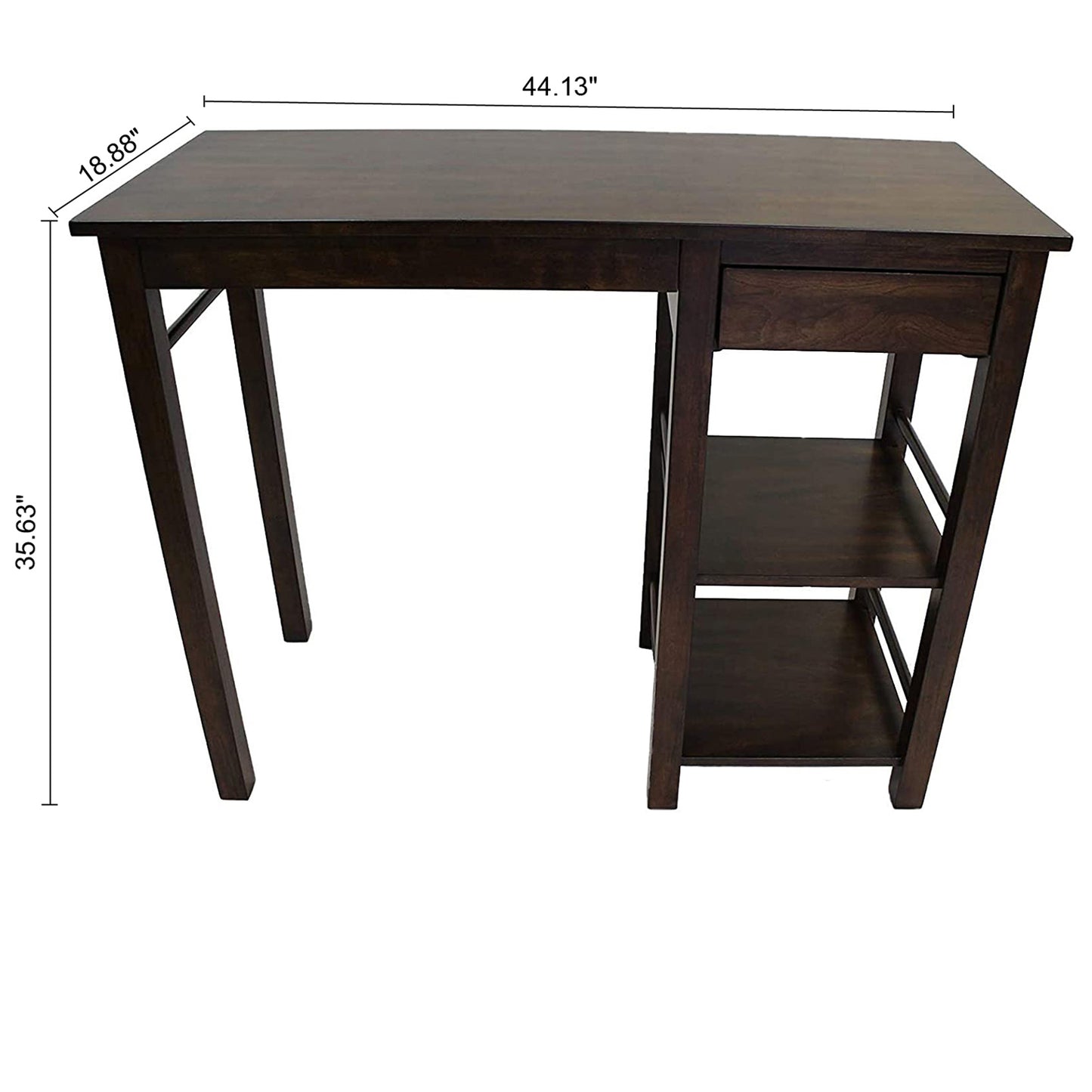 eHemco Counter Height Saving Space Dining Set Breakfast Table with Drawer and Storage Shelves and 2 Saddle Seat Barstools, Walnut, 3 Pieces
