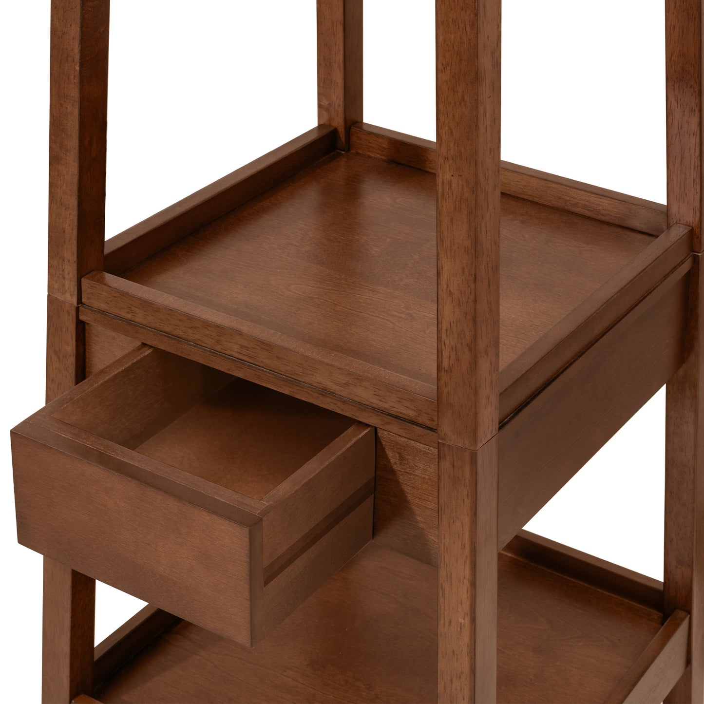 eHemco 8 Hooks Coat Rack Stand with Drawer and 3 Tier Shelves, Coffee
