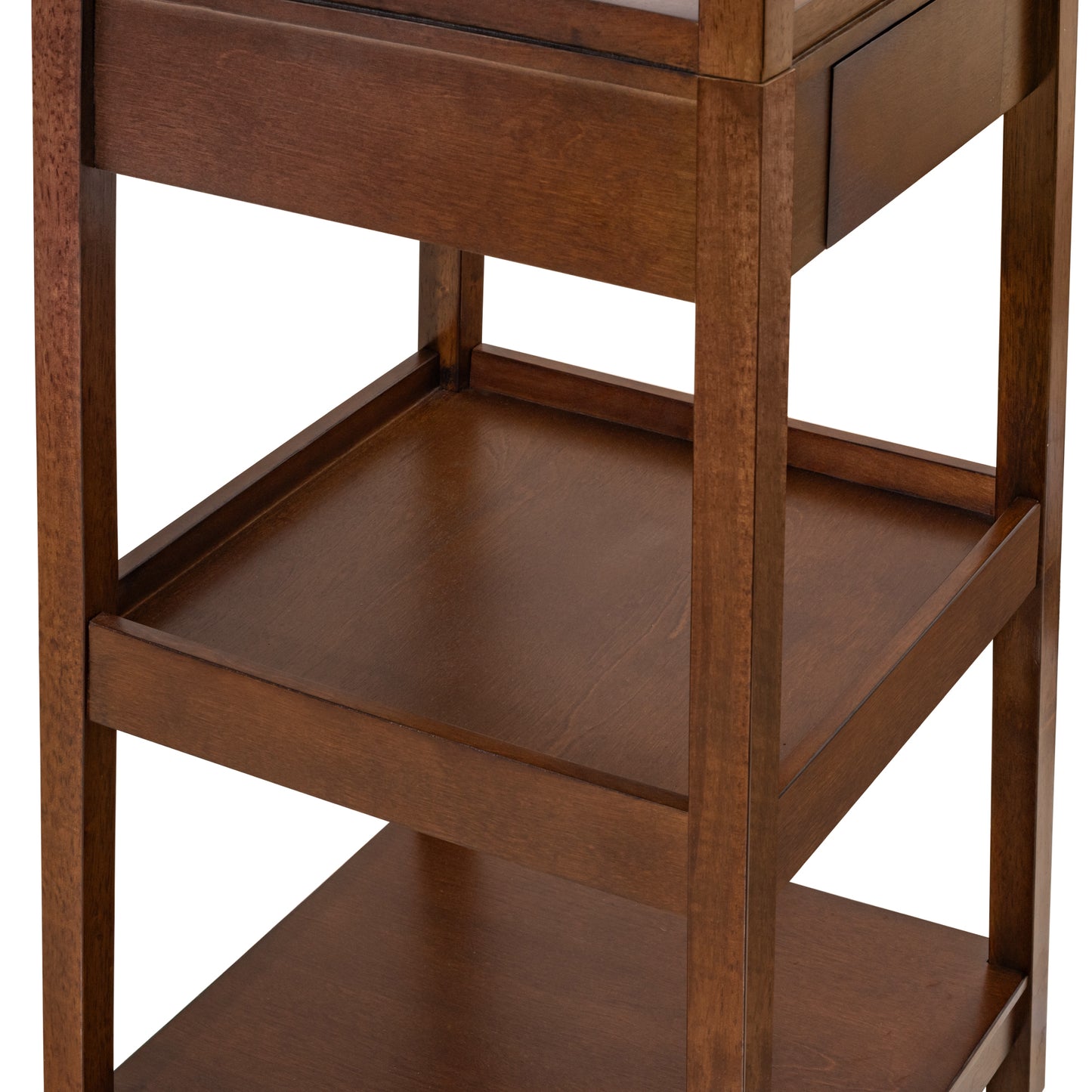 eHemco 8 Hooks Coat Rack Stand with Drawer and 3 Tier Shelves, Coffee