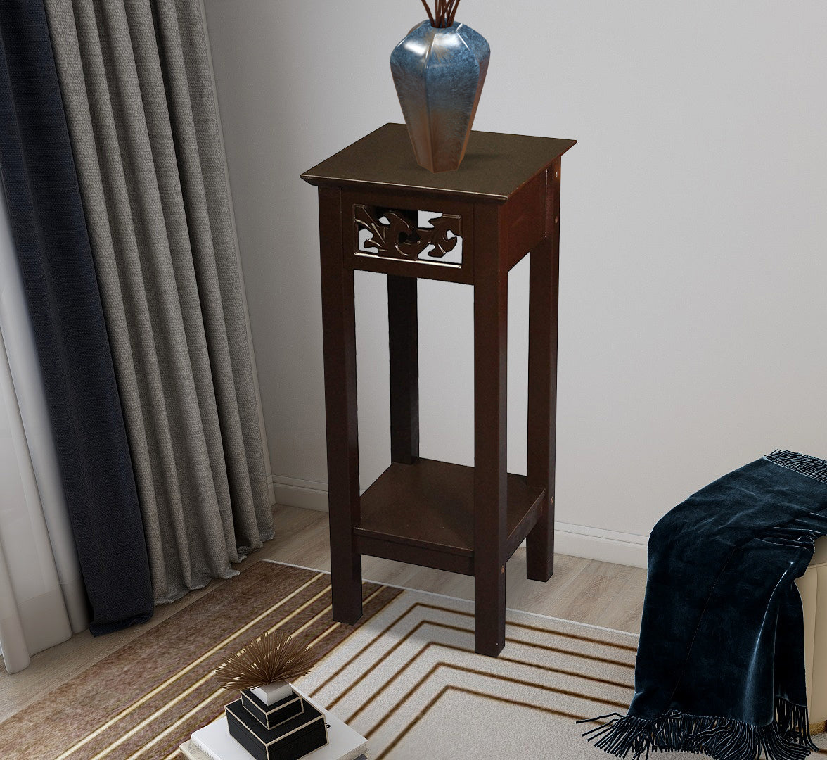 eHemco Plant Decorating Stand End Table Side Table with Storage Shelf, 11.8 by 11.8 by 29.5 Inches
