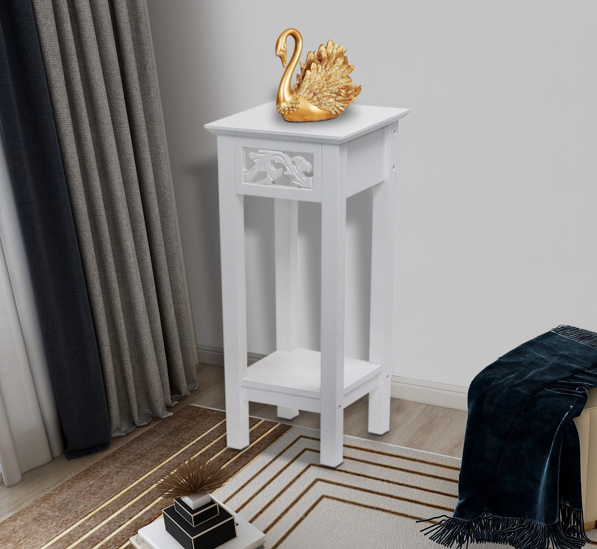 eHemco Plant Decorating Stand End Table Side Table with Storage Shelf, 11.8 by 11.8 by 29.5 Inches