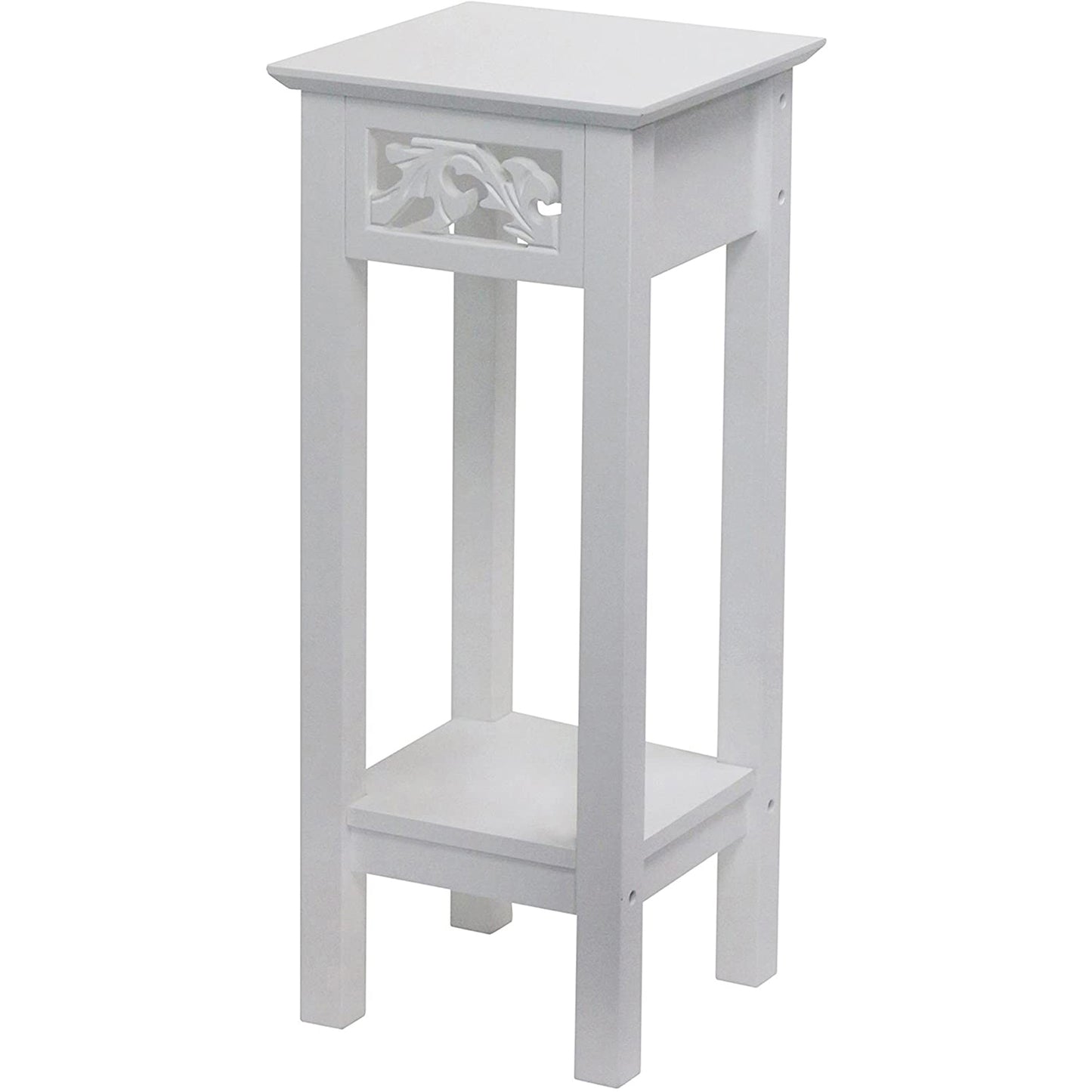 eHemco Plant Decorating Stand End Table Side Table with Storage Shelf, 11.8 by 11.8 by 29.5 Inches