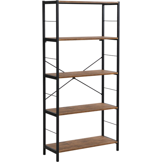 eHemco 5 Tier Bookshelf, Modern Rustic Bookcase Shelf, Book Rack, Free Standing Shelf, Storage Rack for Home Office, Living Room, Kitchen, 64 Inches