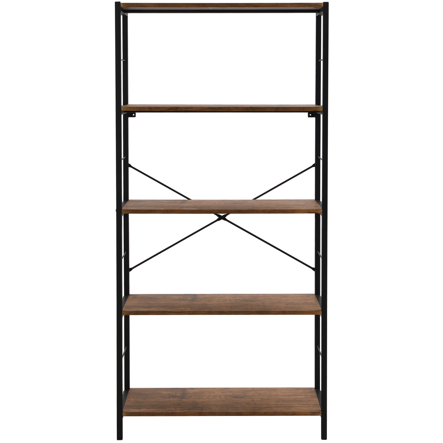 eHemco 5 Tier Bookshelf, Modern Rustic Bookcase Shelf, Book Rack, Free Standing Shelf, Storage Rack for Home Office, Living Room, Kitchen, 64 Inches